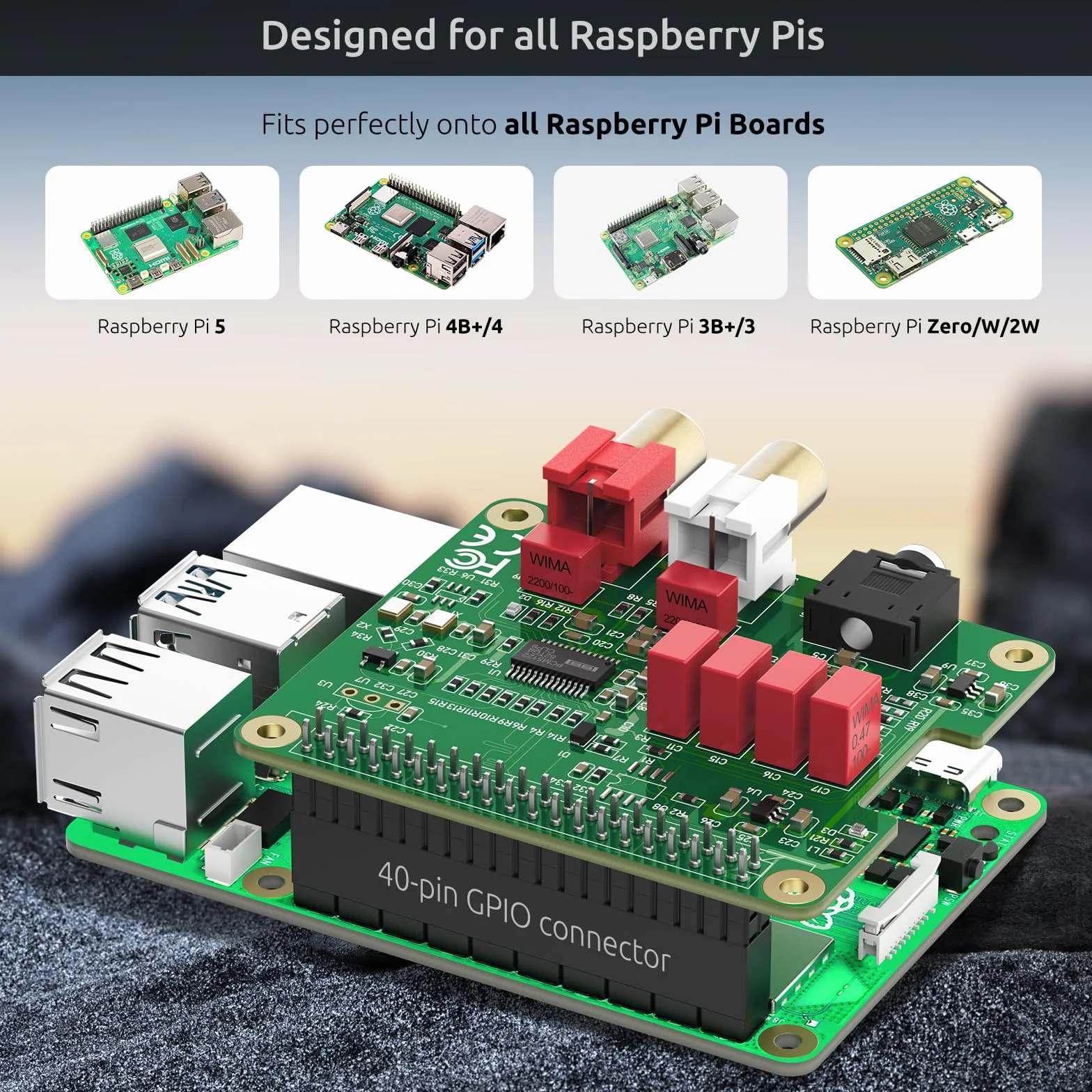 InnoMaker Scheda Audio DAC HiFi HAT per Raspberry Pi 5/4/3B+/Zero | PCM5122 384kHz/32bit con DOP | Doppi Oscillatori, Uscita RCA/3.5mm (112dB SNR)