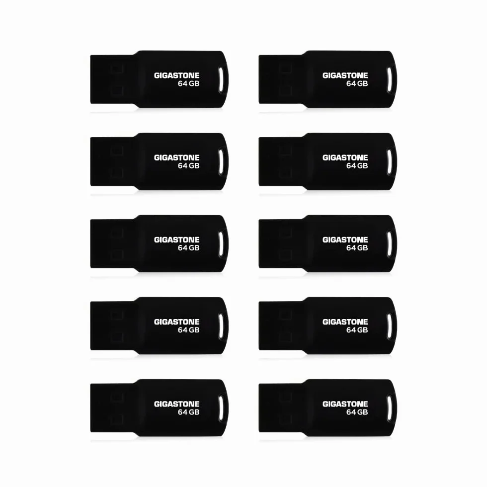Gigastone Chiavetta USB 64 GB Set da 10, V70 USB 2.0 Memorizzazione dei dati Serie, design portachiavi, compatibile con interfaccia USB 2.0