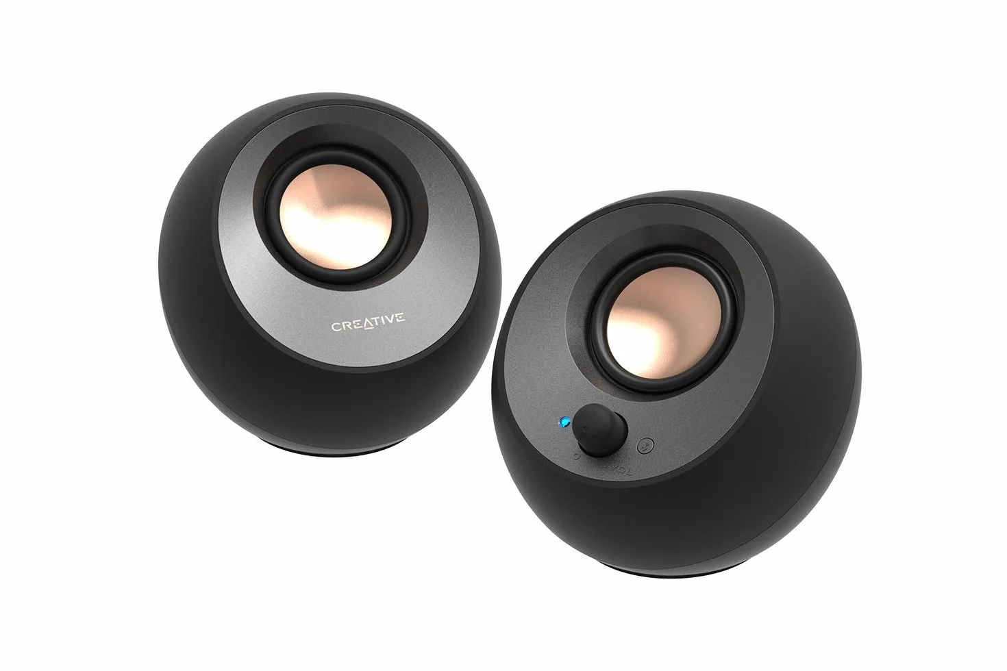 CREATIVE Altoparlanti da scrivania USB-C 2.0 in stile minimalista Pebble V3 con audio USB, Clear Dialog, Bluetooth 5.0, 8W RMS con potenza di picco di 16W (nero)