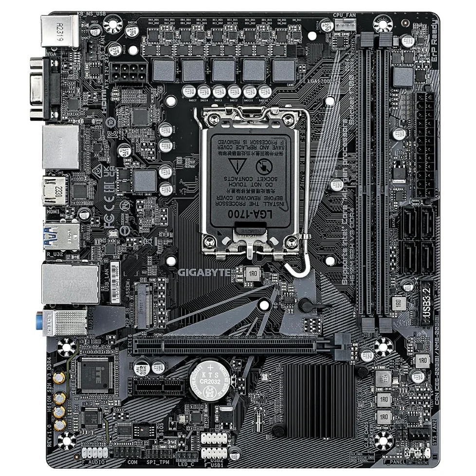GIGABYTE H610M S2H V3 DDR4 Scheda madre - Supporta processori Intel Core 14th CPUs, 4+1+1 Hybrid Digital VRM, up to 3200MHz DDR4, 1xPCIe 3.0 M.2, GbE LAN, USB 3.2 Gen 1