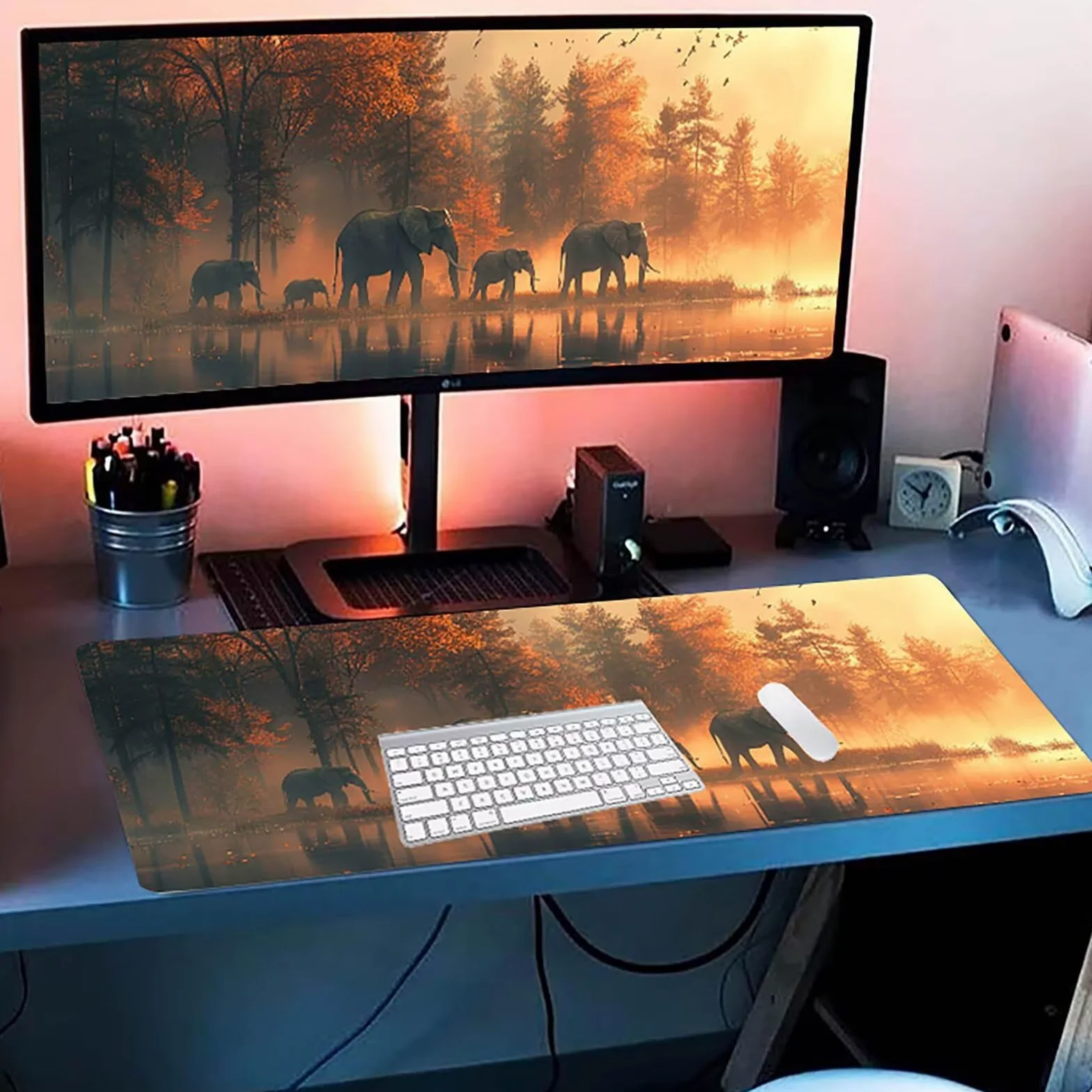 Tappetino Mouse Elefante, Tappetino Mouse XXL 1500 x 800 mm, Gaming Mouse Pad con Base in Gomma Antiscivolo, Mousepad Migliorare la Velocità e la Precisione, Ufficio Accessori Gaming, Verde 6-5475