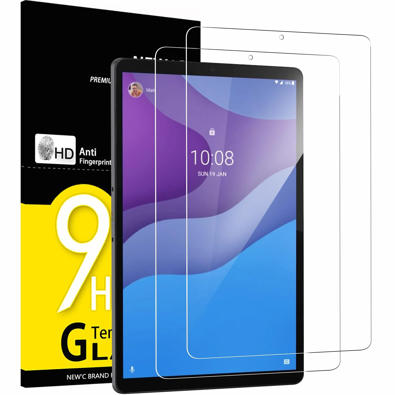 NEW'C Pellicola Protettiva per Lenovo Tab M10 HD 2ª generazione 10,1 Pollici Vetro Temperato 9H 0,33mm