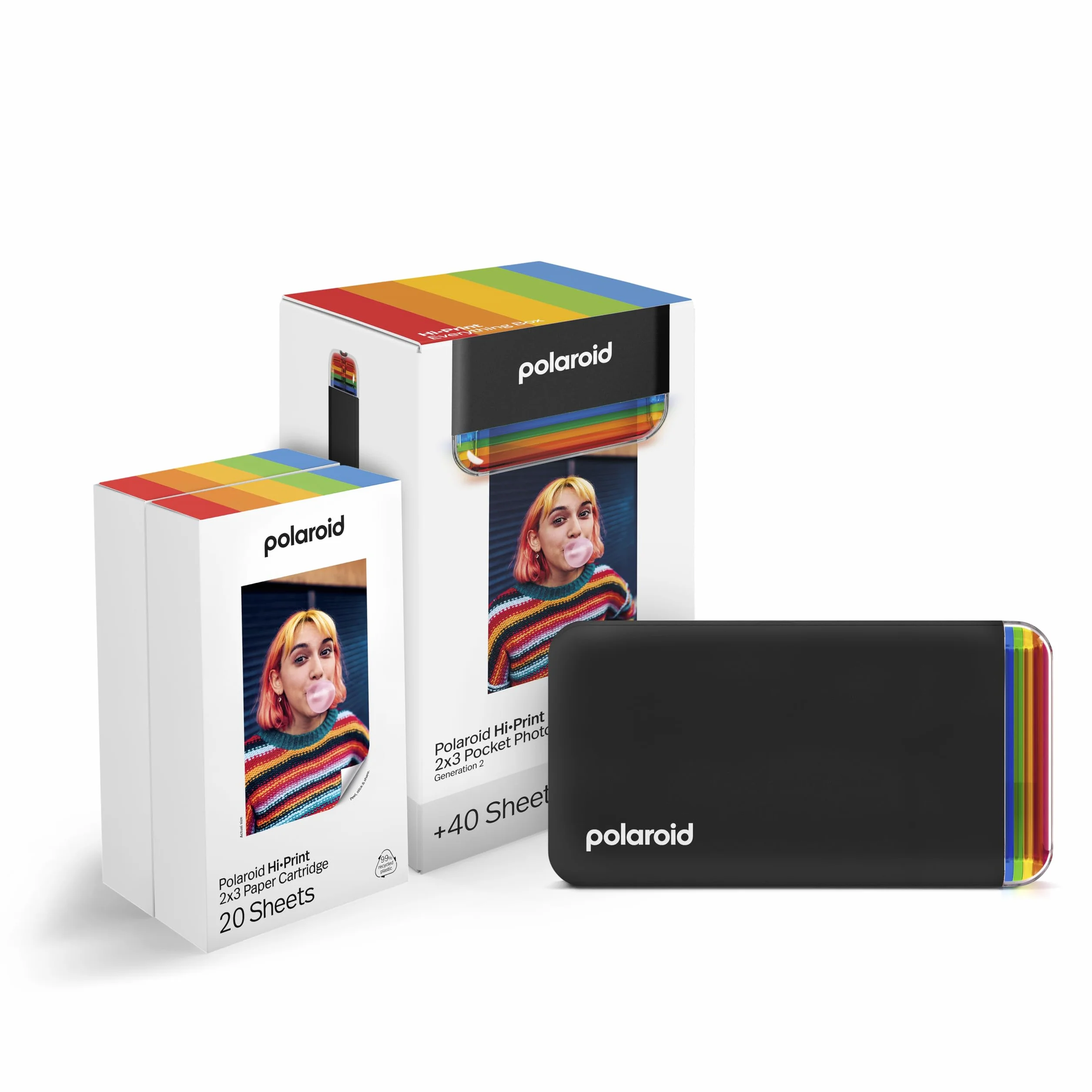 Polaroid Hi-Print 2nd Generation Pocket Photo Dye-Sub Printer Bluetooth Black with Paper