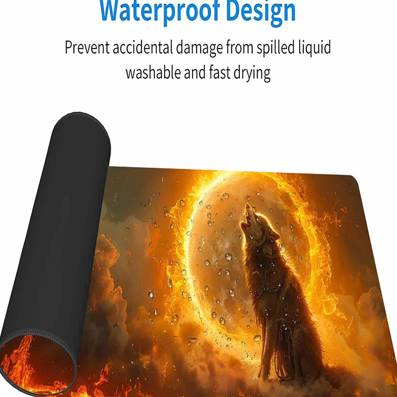 Tappetino Mouse XXL 1500 x 800 mm, Tappetino Mouse Lupo, Gaming Mousepad Migliorare la Velocità e la Precisione, Mouse Pad con Base in Gomma Antiscivolo, Ufficio Accessori Gaming, Grigio C-8714