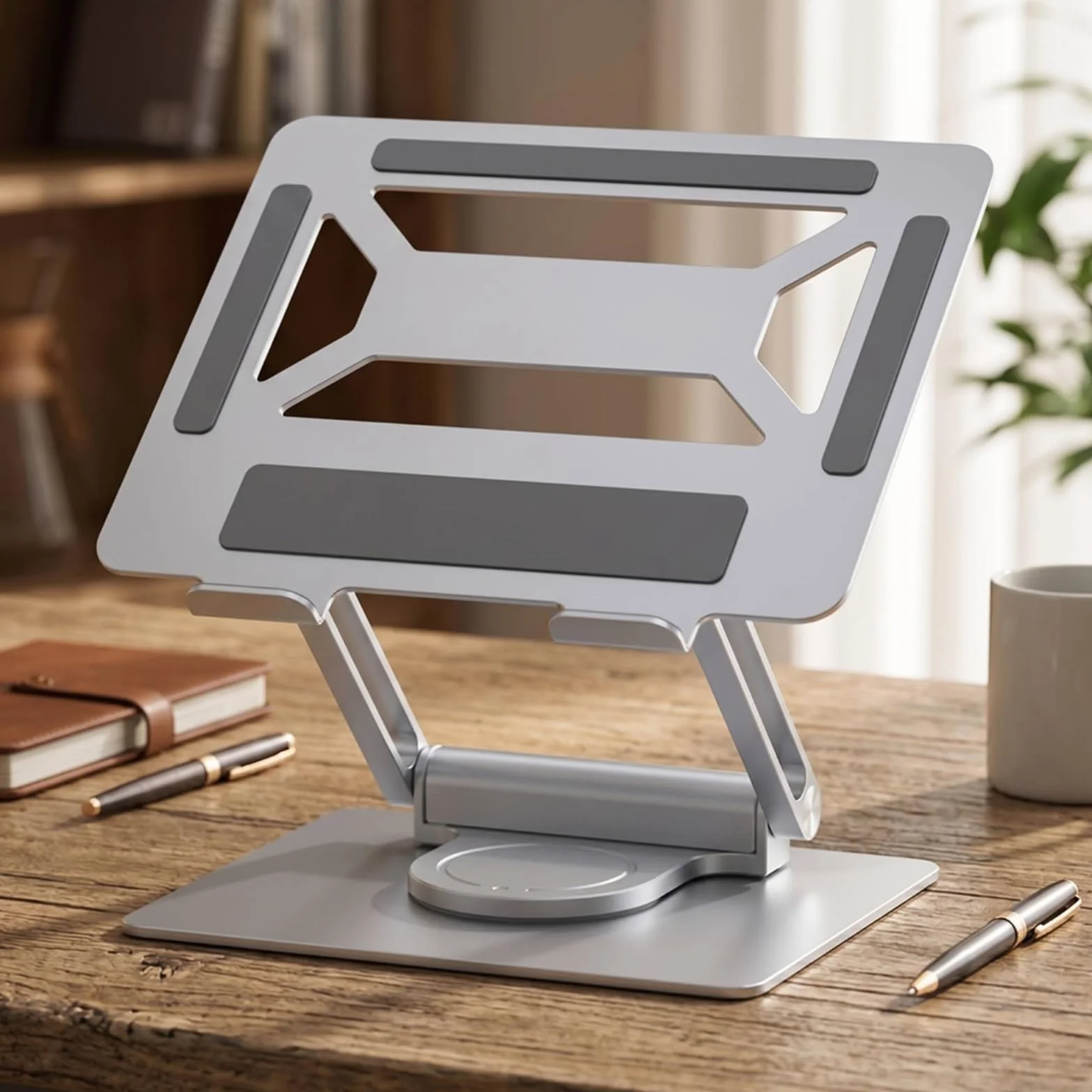 Supporto Laptop con Docking Integrata Supporto Notebook Riser Regolabile Pieghevole Struttura a Snodo in Lega D Alluminio Base Stabile con Usb Adatto per Ufficio, Argento