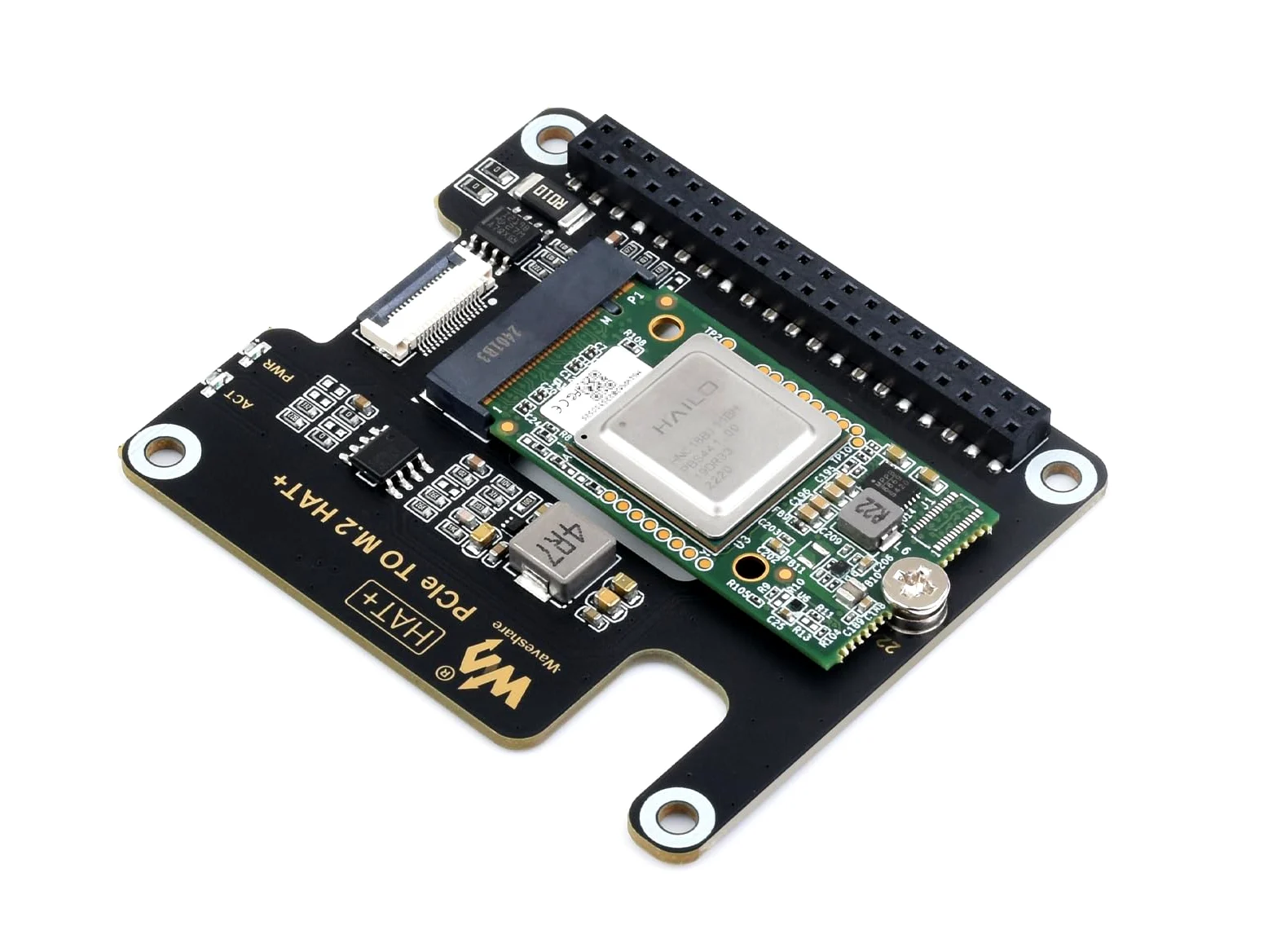 Waveshare Hailo-8 M.2 AI Accelerator Module with PCIe To M.2 Adapter Board for Raspberry Pi 5, Based On The 26TOPS Hailo-8 AI Processor, Compatible with Linux/Windows Systems