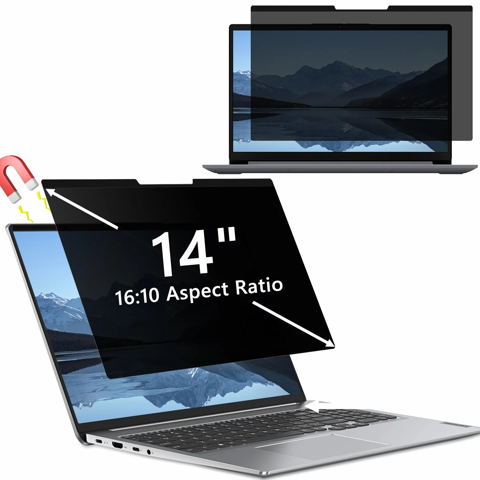 Filtro Schermo Privacy per 14 Pollici 16:10, Rimovibile, Anti Luce Blu, Anti-Spia, Filtro Privacy Magnetico Ultrathin Computer Portatili per HP/dell/Acer/Lenovo/Thinkpad/Samsung/ASUS/Sony