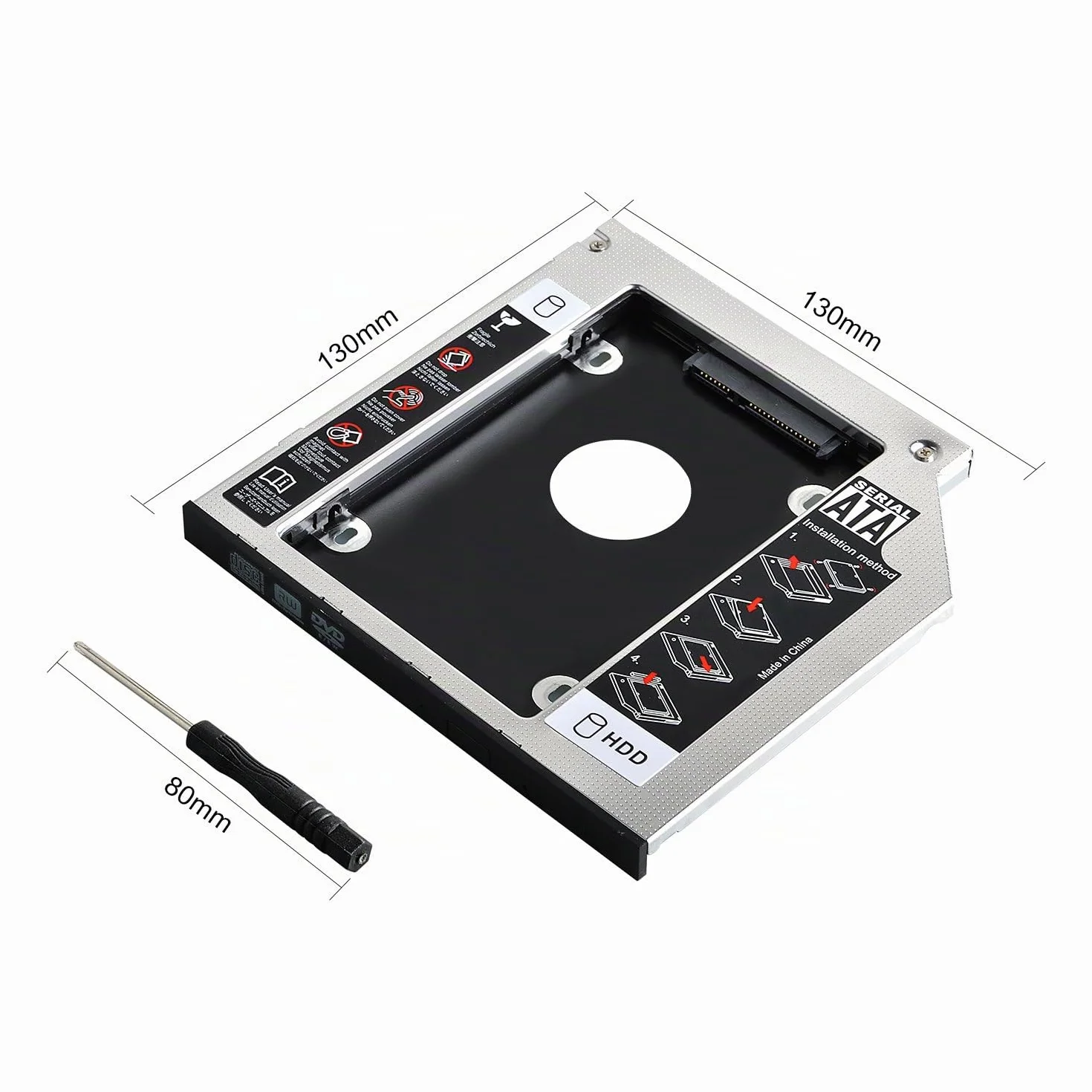 2nd 2.5'' HDD SSD Caddy SATA adattatore per tutti i Notebook Laptop 9.5 mm Hard Disk con SATA Drive compatibile con HP Dell Acer ASUS Lenovo