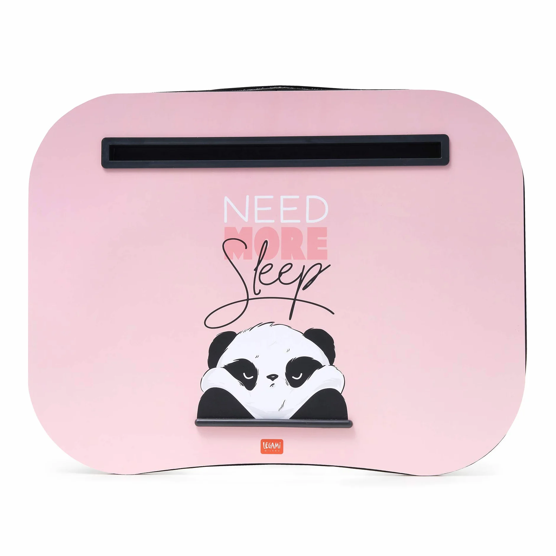 Legami - Supporto per Computer Portatile, 44x33,5 cm, Laptop Tray, Fessura Supporto per Tablet, Tema Panda, Morbido Cuscino con Imbottitura, Maniglia Laterale