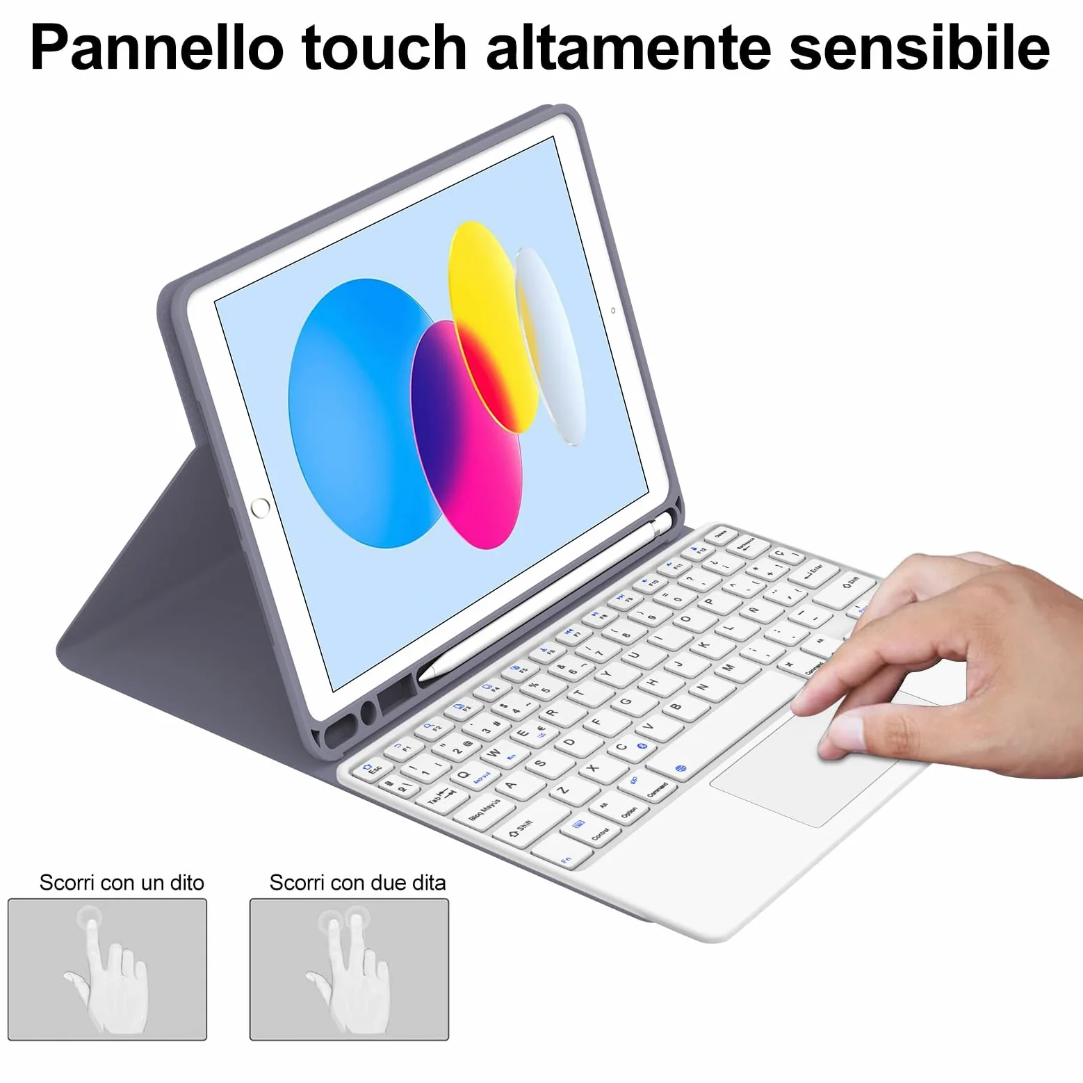 Tastiera per iPad A16 11/10 Generazione (2025/2022) con Touchpad, Cover con Tastiera per iPad 11 Gen 11 Pollici/10 Gen 10.9 Pollici, Magnetica QWERTY Keyboard, Custodia con Portapenna, Viola lavanda