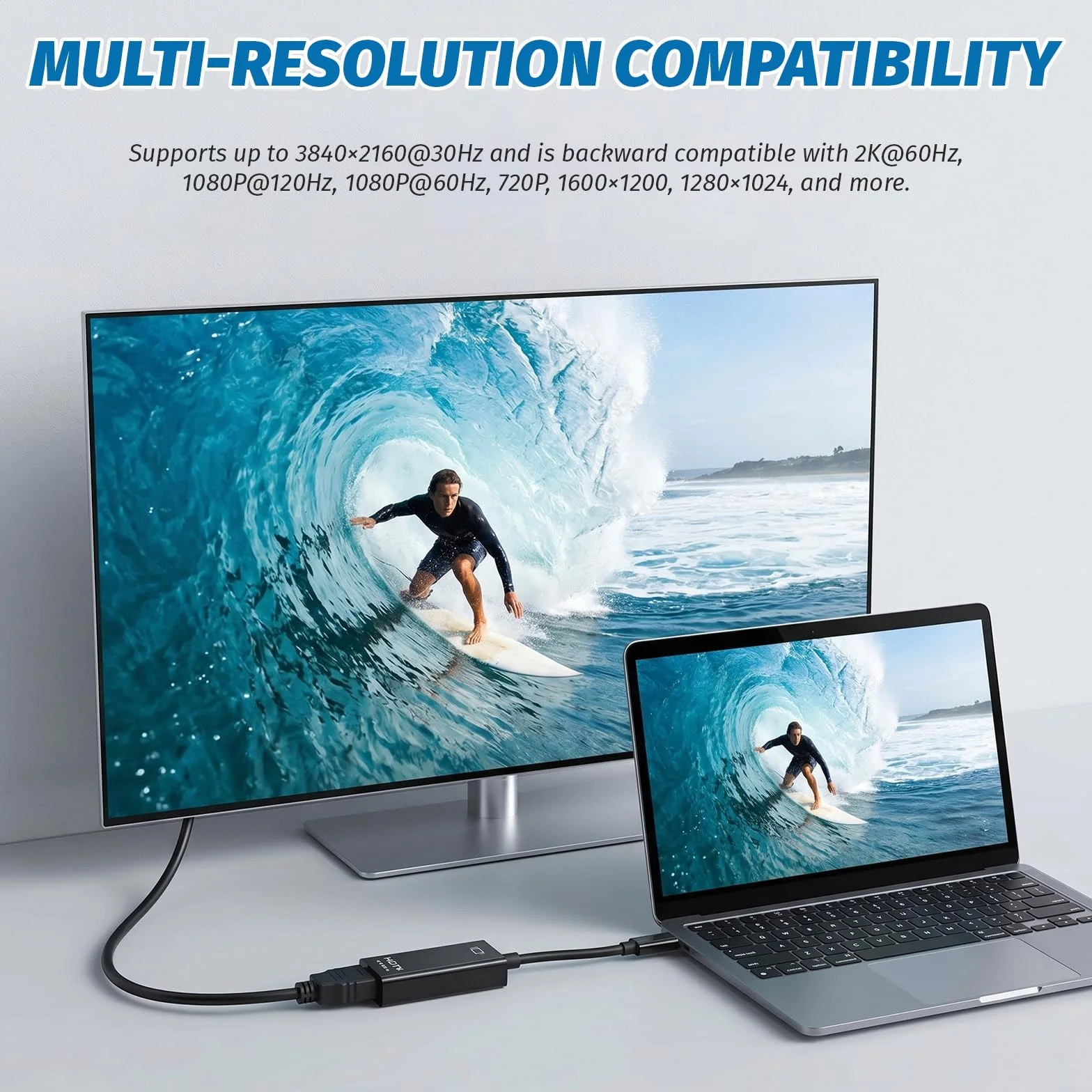 Adattatore Display Port HDMI, Mini Displayport to HDMI, UHD 4K 30Hz, 2K 60Hz, 1080P 120Hz, Unidirezionale per MacBook Air/Pro Microsoft Surface Pro/Dock Laptop Monitor Proiettore