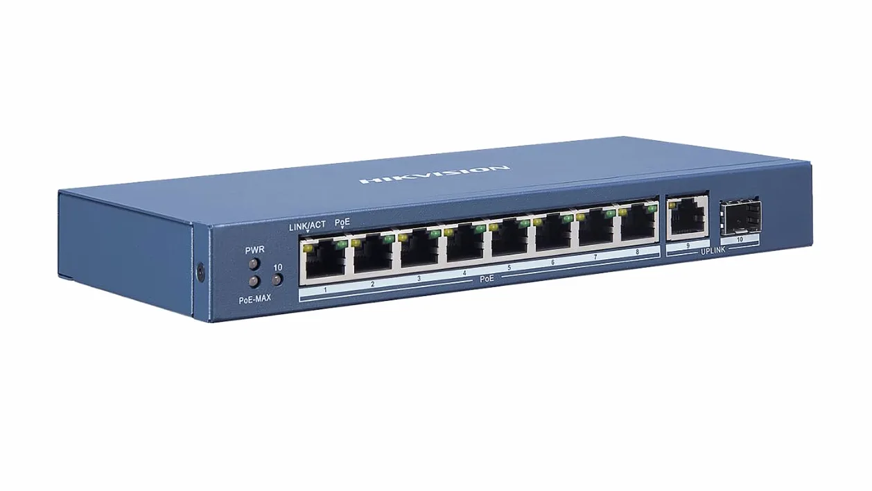 Hikvision DS-3E0510P-E switch di rete Non gestito Gigabit Ethernet (10/100/1000) Supporto Power over Ethernet (PoE) Blu