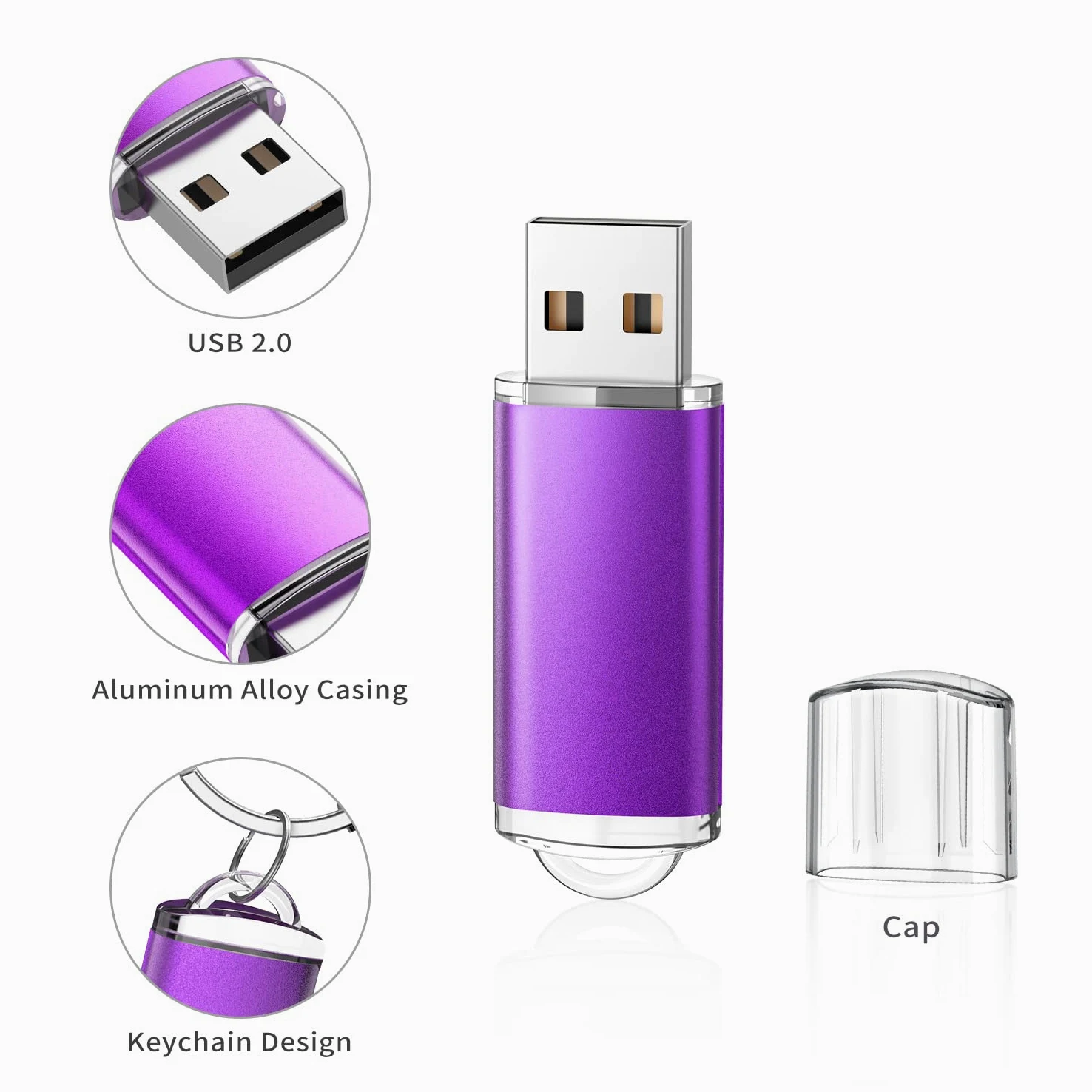 K&ZZ - Chiavetta USB 2.0 da 64 GB, confezione da 10 unità flash da 64 GB, chiavetta USB 2.0 con zip, 5 colori (viola, blu, rosa, verde, arancione)