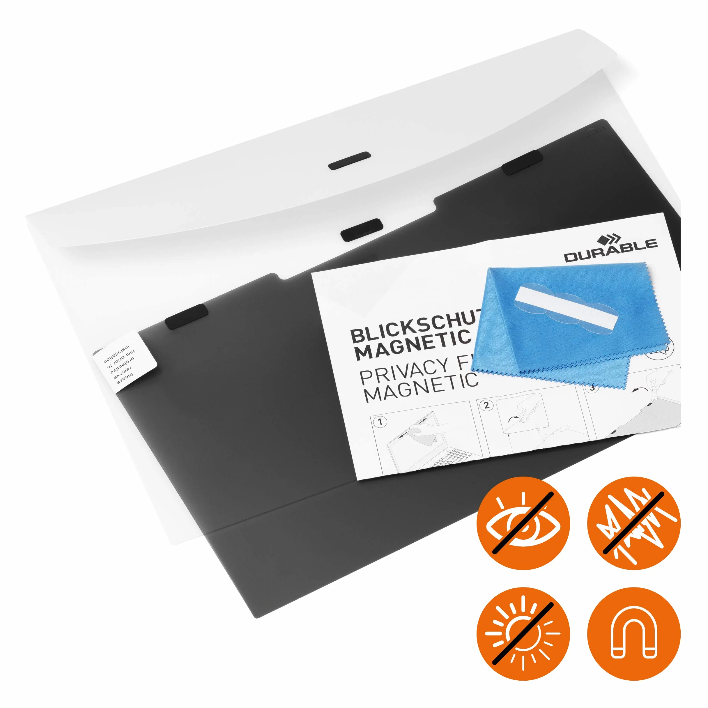 Durable Filtro privacy magnetico per schermi da 14" 16:10, incl. cartellina e panno in microfibra, grigio antracite, 513857
