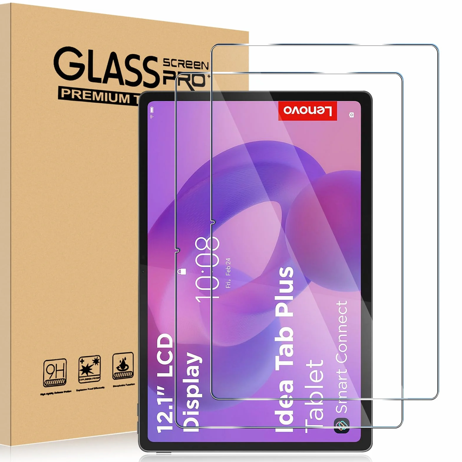 Pellicola Protettiva Lenovo Idea Tab Plus 12.1 Pollici Vetro Temperato 9H Anti Graffio 2 Pezzi