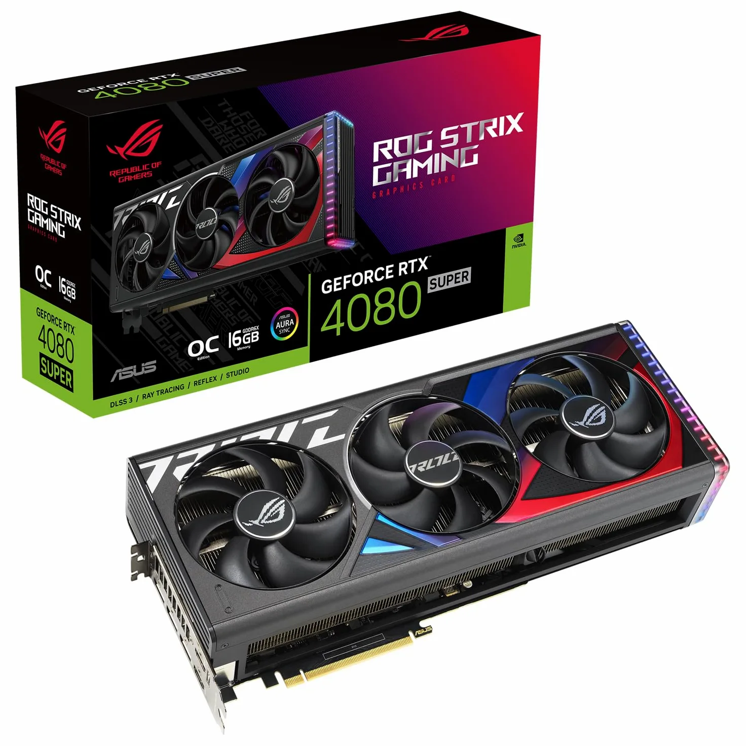 ASUS ROG Strix NVIDIA GeForce RTX 4080 SUPER OC Edition Scheda Grafica 16 GB GDDR6X, 256 Bit, PCIe 4.0, HDMI, DisplayPort, Nero, ROG-STRIX-RTX4080S-O16G-GAMING