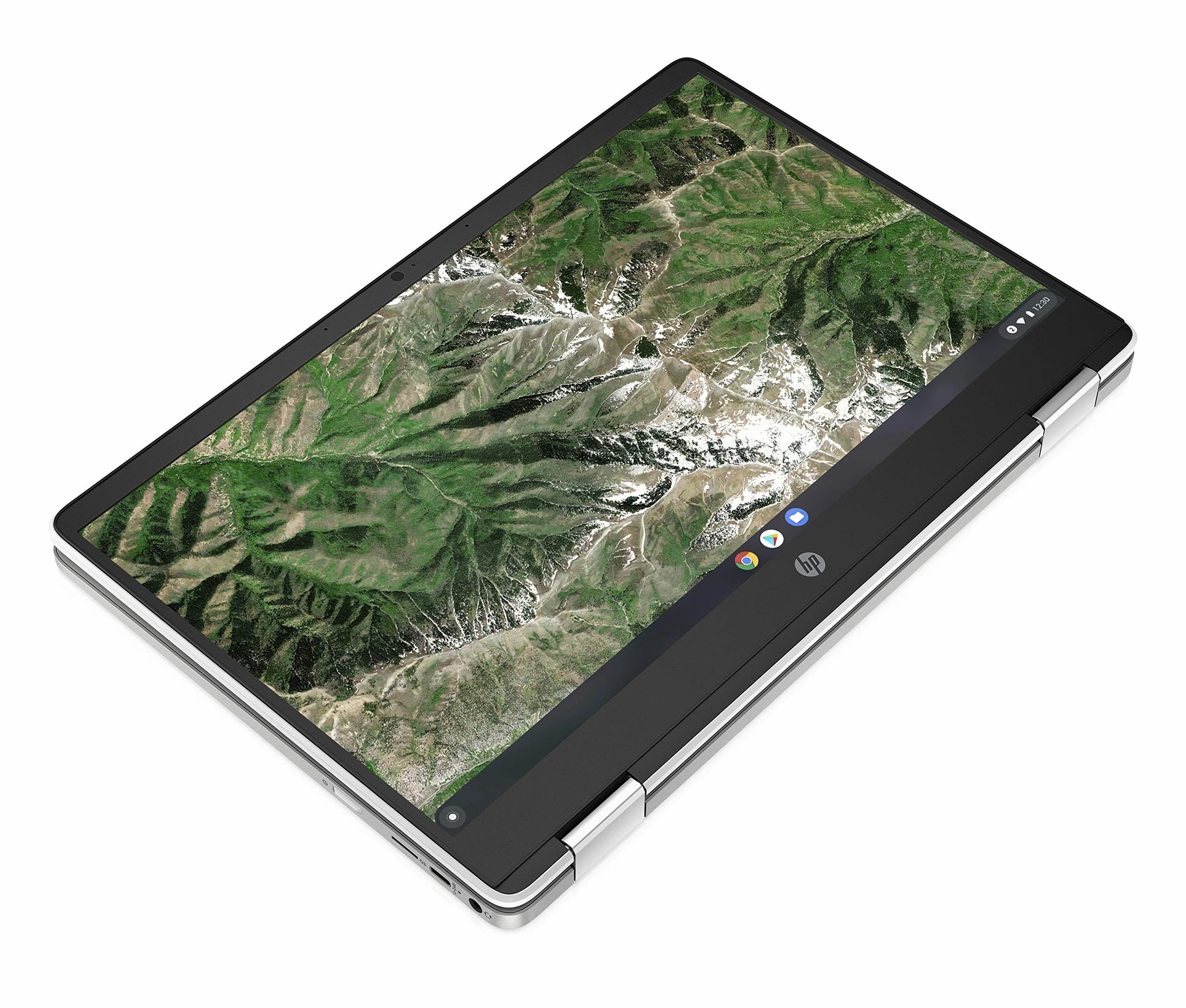 HP Chromebook x360 - Computer portatile da 14" Touch, Intel Celeron N4120, 4 GB DDR4 di RAM, 64 GB eMMC, Intel UHD Graphics 600, Sistema operativo ChromeOS, Tastiera QWERTZ, Germini, Bianco
