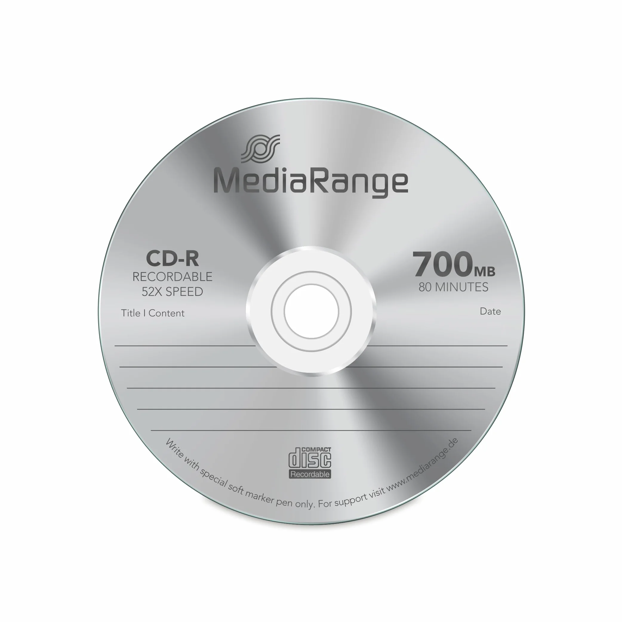 100 CD-R vergini Mediarange da 700MB, 80Min