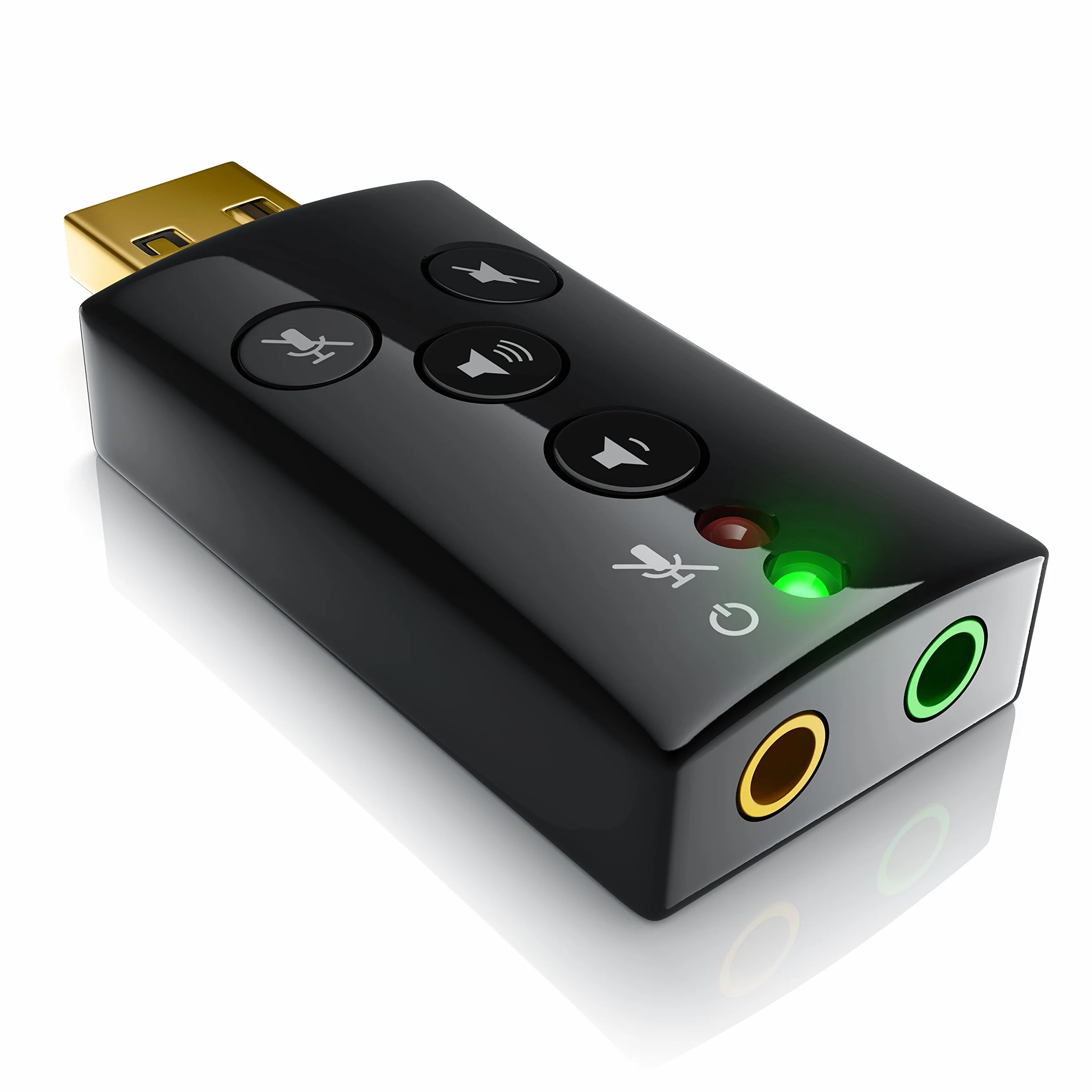 CSL - Scheda Audio USB Esterna Windows Mac Linux- 1x Ingresso Microfono 1x Uscita Cuffie - Dynamic 3D Surround Sound 7.1-4 Tasti Funzione Mic mute, Audio OFf, Volume - LED