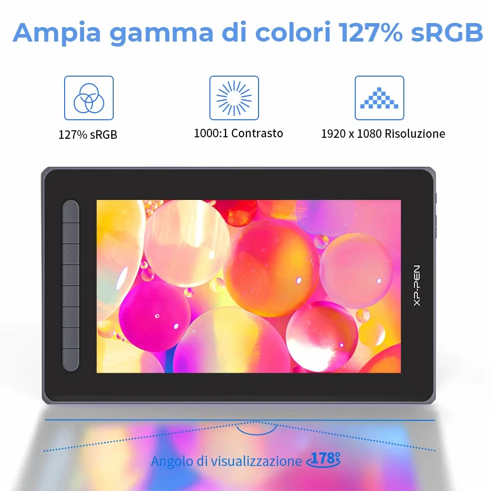 XP-PEN Artist 12 (2a generazione) Tavoletta grafica con schermo completamente laminato da 11,6 pollici, stilo X3 Elite, supporta Windows, Mac OS, Android, Chrome OS e Linux (Nero)