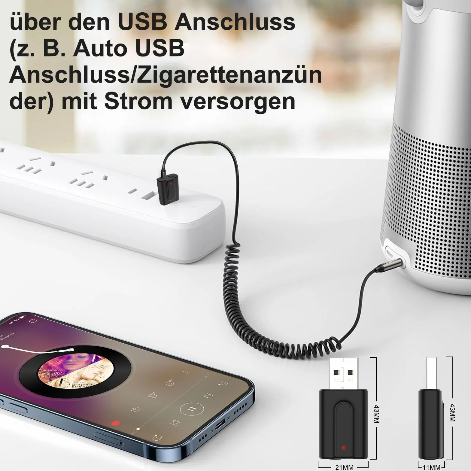 Ricevitore Bluetooth USB, 2 in 1, adattatore audio Bluetooth 5.0, con cavo jack Aux da 3,5 mm, ricevitore BT per TV, PC, auto, cuffie, stereo domestico, cuffie