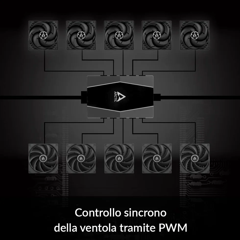 ARCTIC Case Fan Hub - Hub per Ventole PC, Distributore di Ventilatori, Funzione PWM, fino a 10 Ventole (4 pin), Connettore con Potenza SATA - Nero