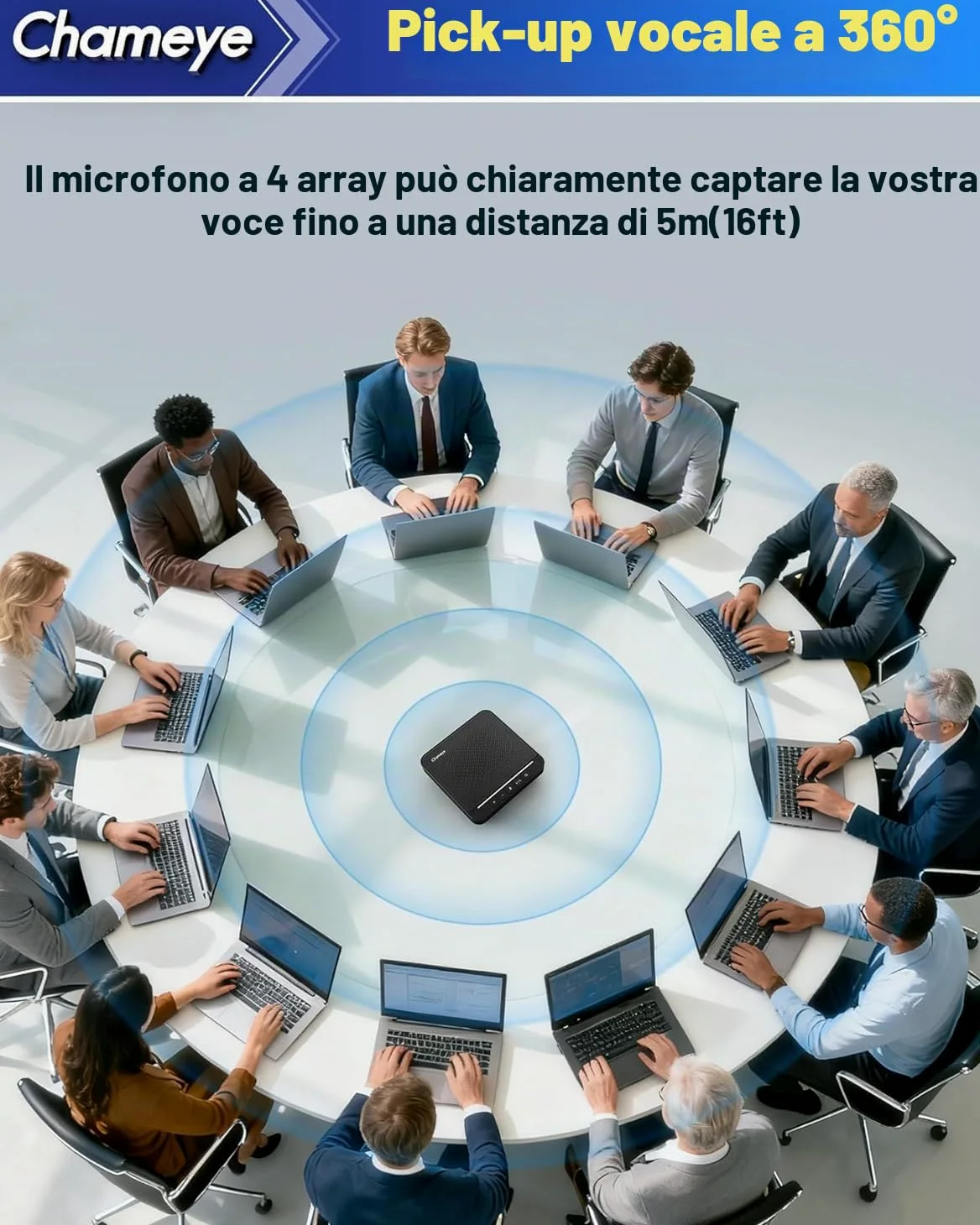 Chameye Set di 4K PTZ telecamera per conferenze con Microfono per conferenza Bluetooth, Zoom 20x, tracciamento automatico AI, USB 3.0, HDMI, telecamera per videoconferenze PTZ per Teams, Zoom (CB201)