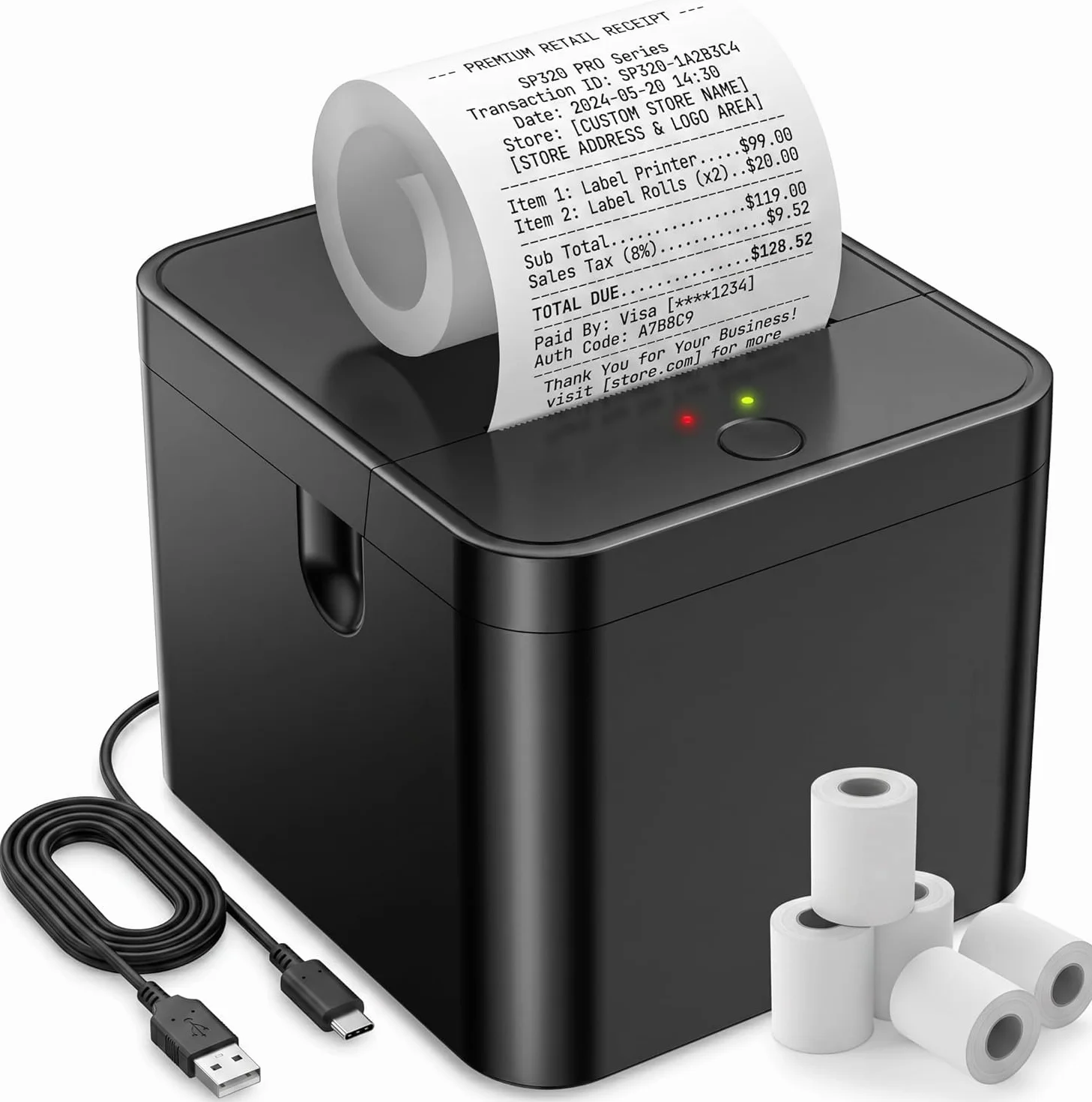 Stampante termica 58 mm Bluetooth USB doppia modalità etichette portatile