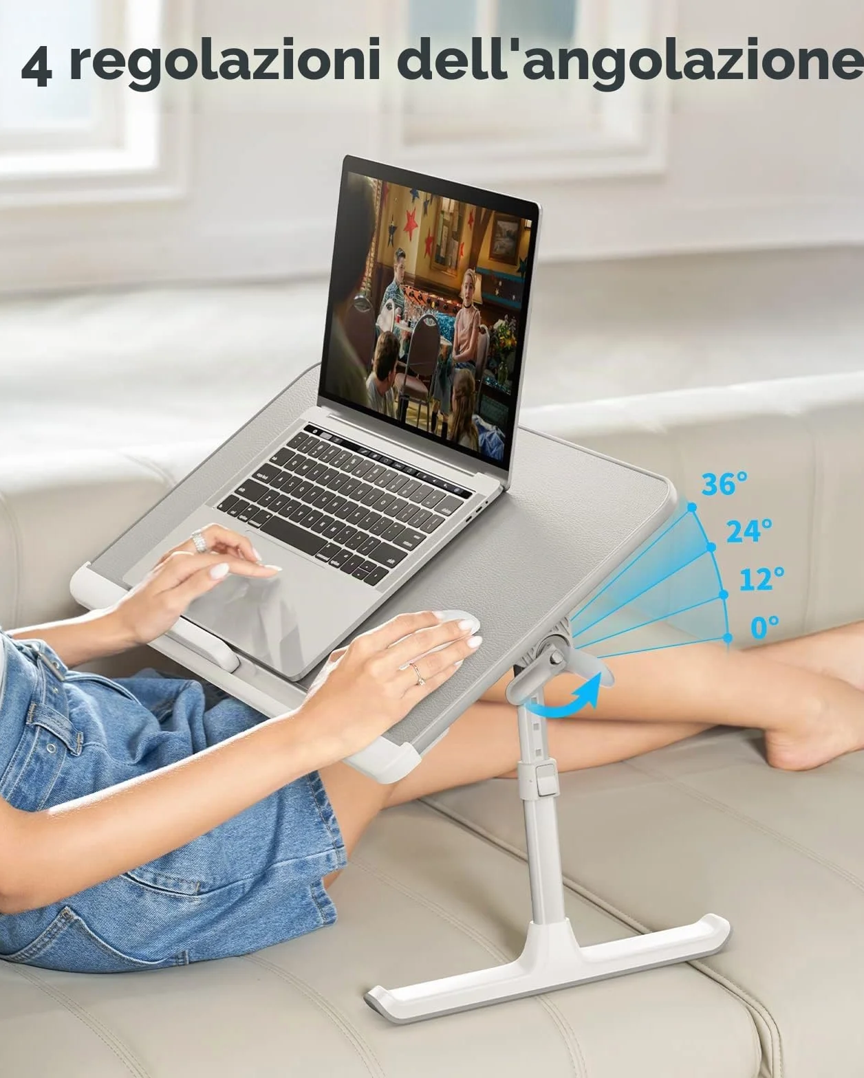 SAIJITavolino Regolabile per Laptop, Pieghevole e Portatile, Cassetti per Oggetti, PVC Pelle