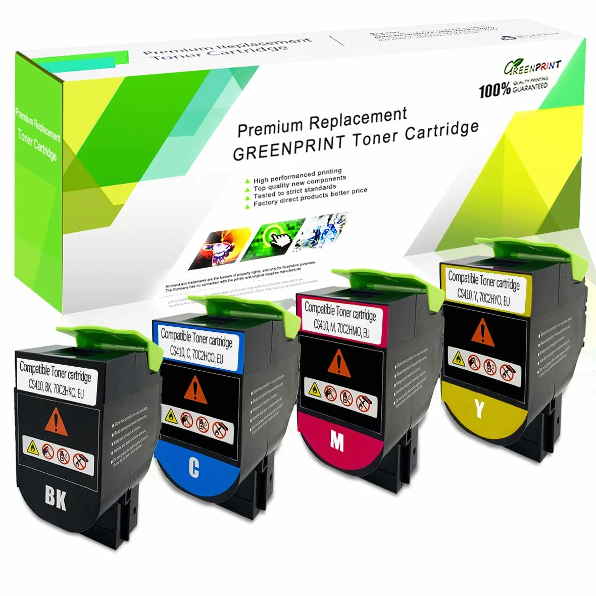 GREENPRINT Cartucce Toner Compatibili 4 Colori CS310 CS410 CS510 4000 Pagine BK ad alta Capacità, 3000 Pagine CMY per Stampanti Lexmark CS310dn CS310n CS310dn CS410n CS410dn CS410dtn CS510de CS510dte
