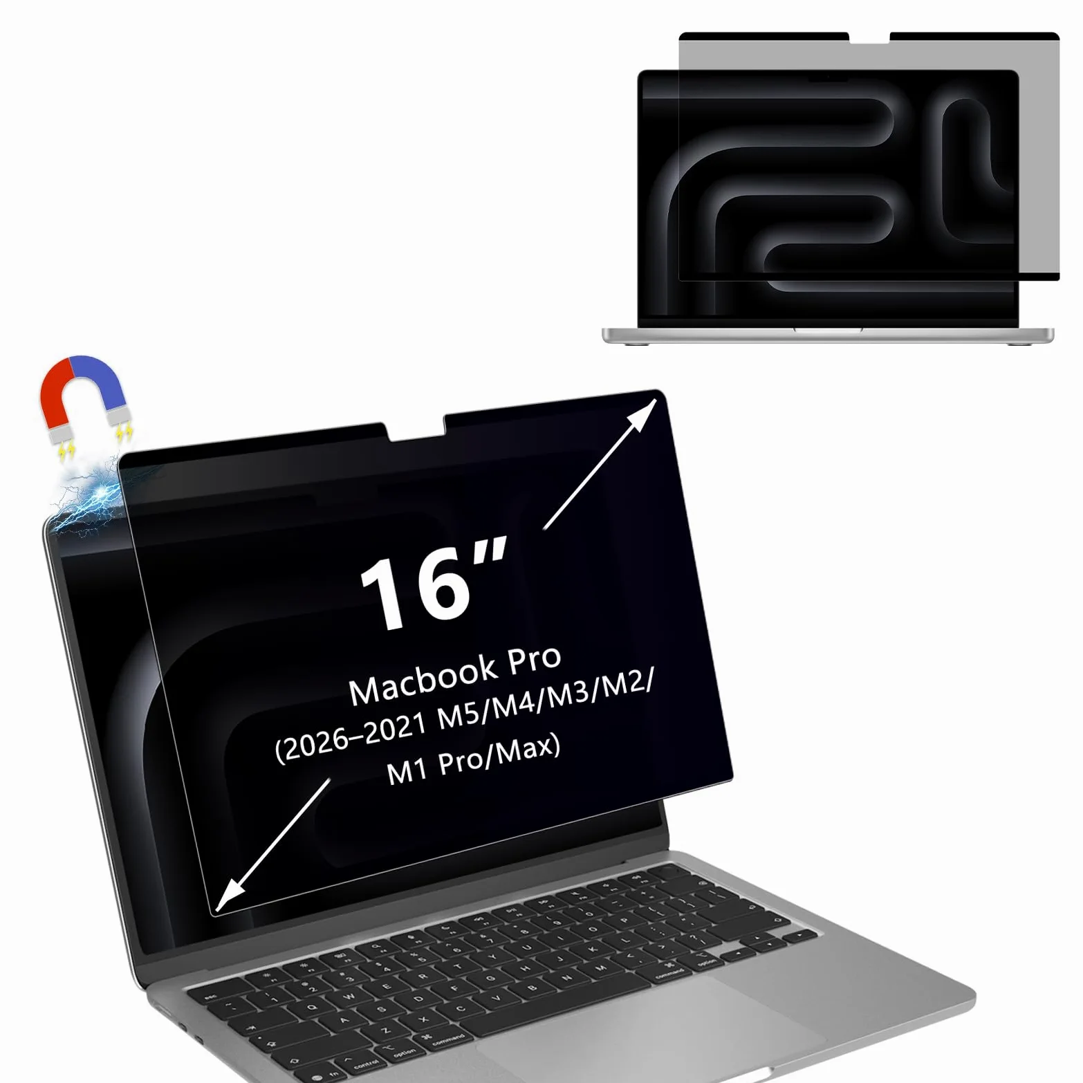 Pellicola Privacy Magnetica per MacBook Pro 16 pollici (2026–2021 M5/M4/M3/M2/M1 Pro/Max), Protettiva per Privacy Mac 16,2", Filtro Anti-Spia Luce Blu, Pellicola Protettiva Rimovibile