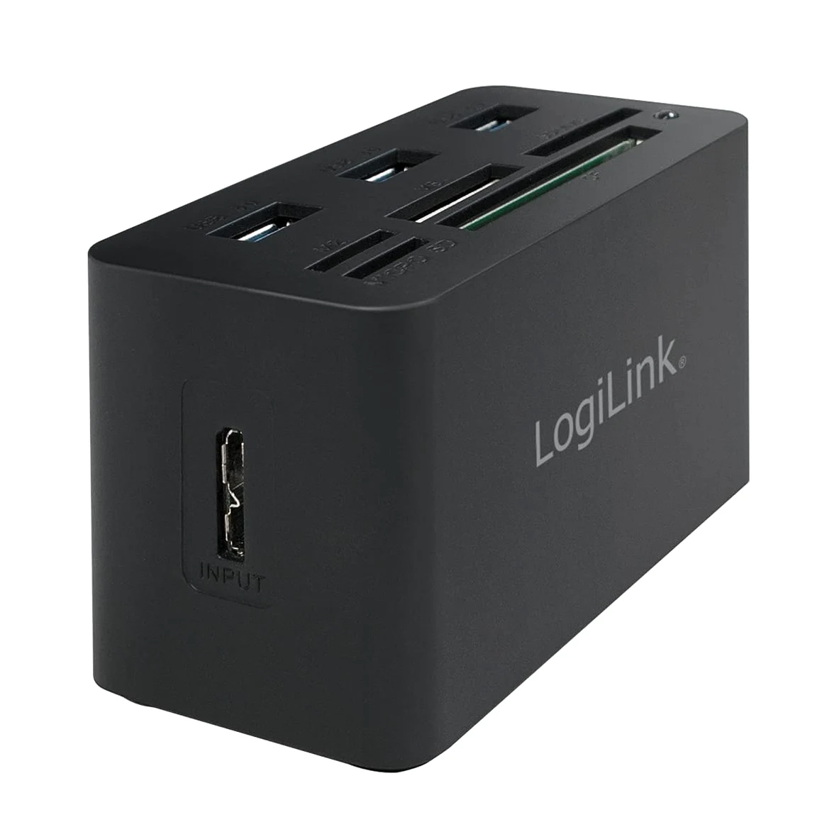 LogiLink Hub compatibile USB 3.0 con lettore di carte All-in-One, nero