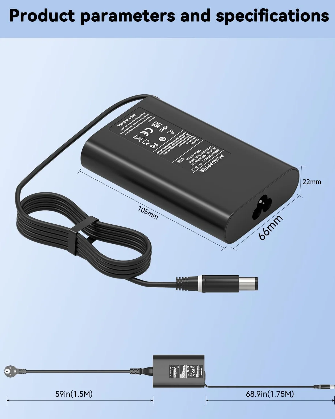 Alimentatore 65W Caricatore Compatibile con Dell Latitude 7490 7480 7290 7280 5590 5580 5490 5480 5290 5500 5400 E7470 E7450 E7440 E7250 E7240 E6440 E6430 E5470 E5450 E5440 Caricabatterie