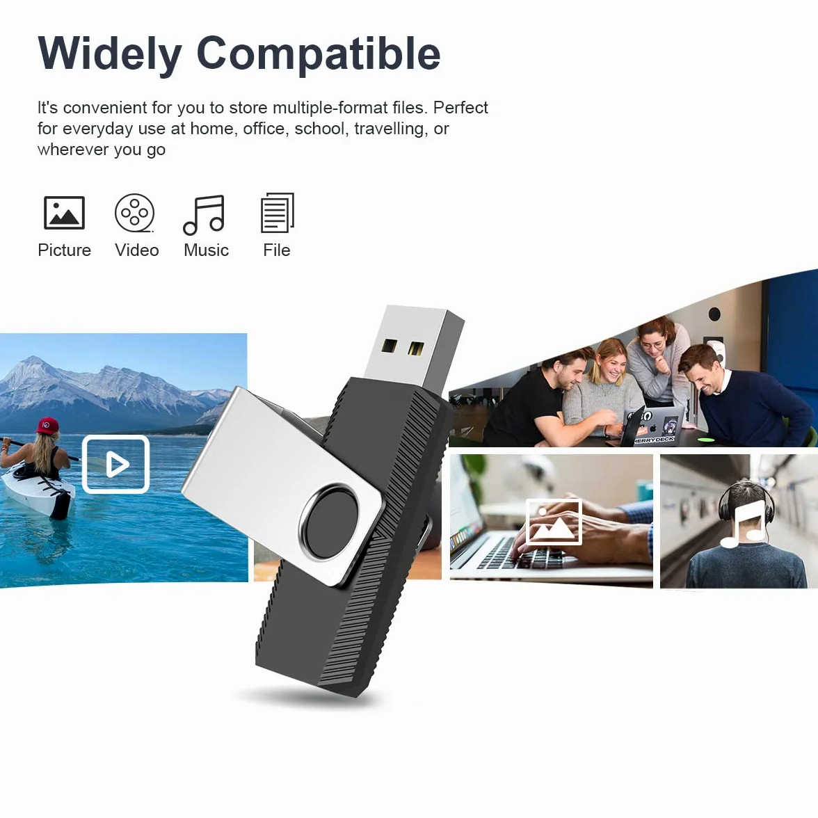 Aiibe Chiavette USB 2.0 da 128 GB con portachiavi (128 GB, 5 colori: nero, rosso, ciano, verde, viola)
