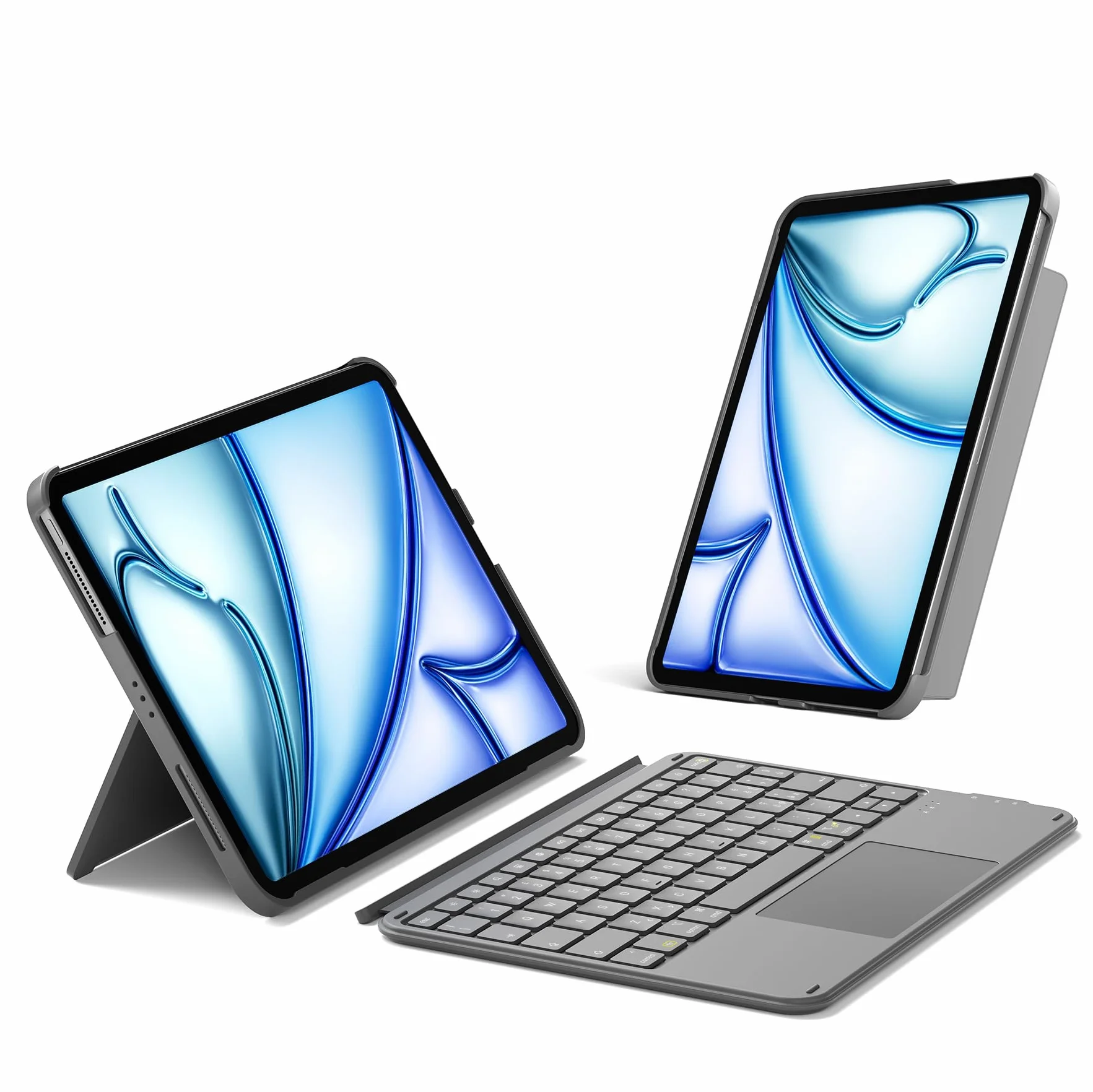 Inateck Custodia Tastiera per iPad 11a/10a Gen, iPad 10a (10,9")/11a Gen (2025 A16), Air 11" M4/M3/M2, Air 6/5/4a, Pro 11 4a-1a, Tastiera Ultralight Rimovibile con Touchpad, Grigio AceTouch