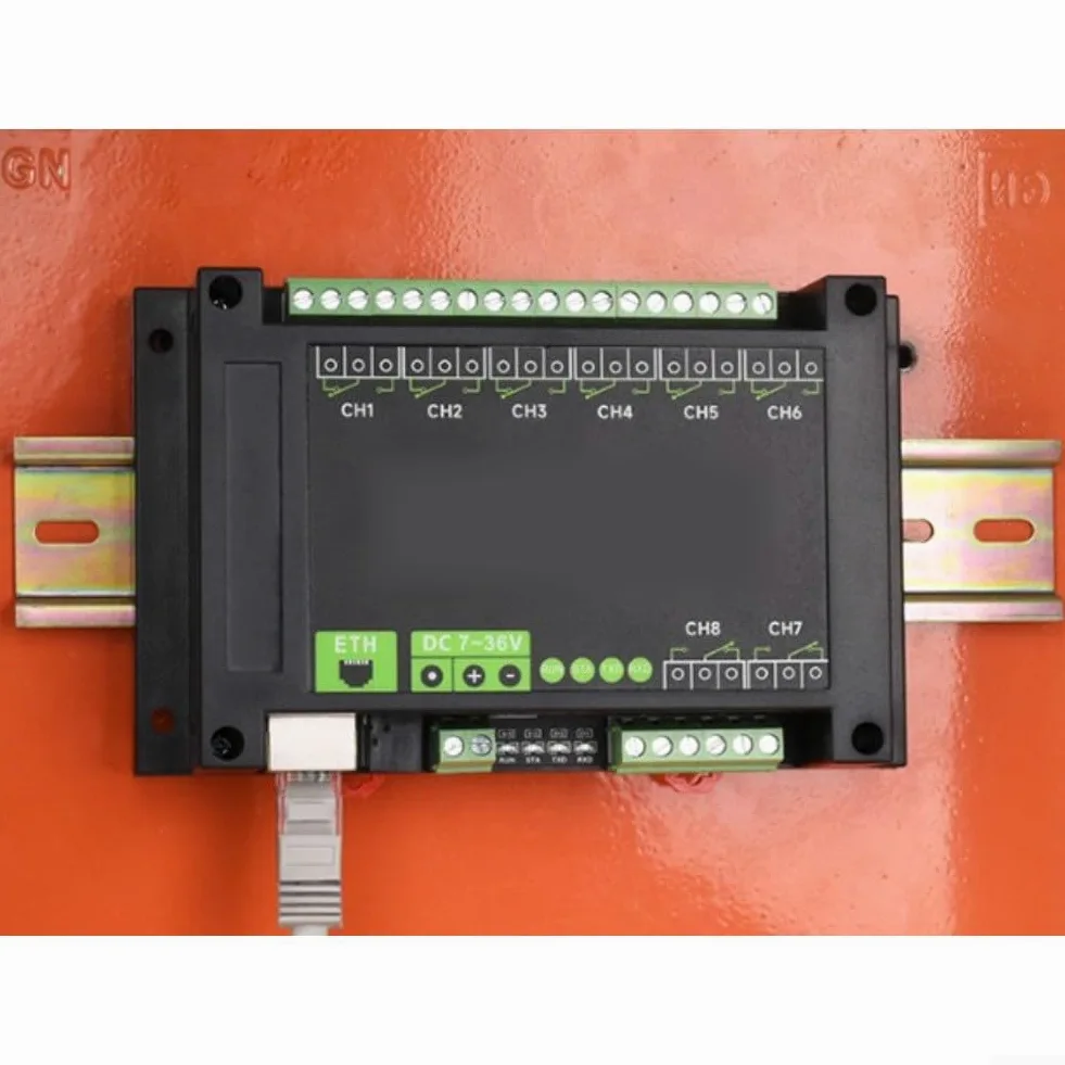Modulo relè Ethernet a 8 canali con per MODBUS TCP/UDP, per isolamento POE e optoaccoppiatore, 10 A 250 V AC, per guida DIN, automazione industriale, controllo di motori e valvole (B)