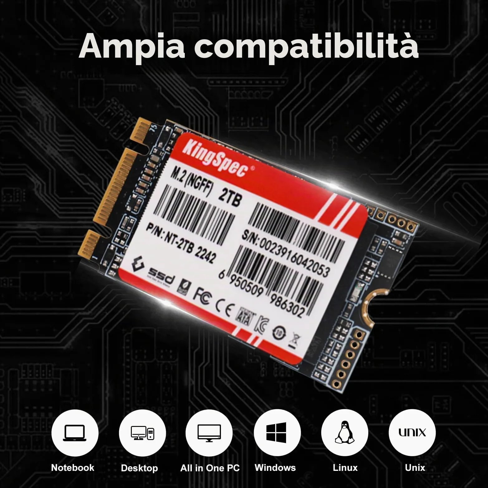 KingSpec SSD M.2 2242 SATA III da 512 GB, non per slot NVMe | SATA3 6Gb/s, chiave B+M, fino a 550MB/s, unità a stato solido interne per aggiornamenti di computer portatili/desktop