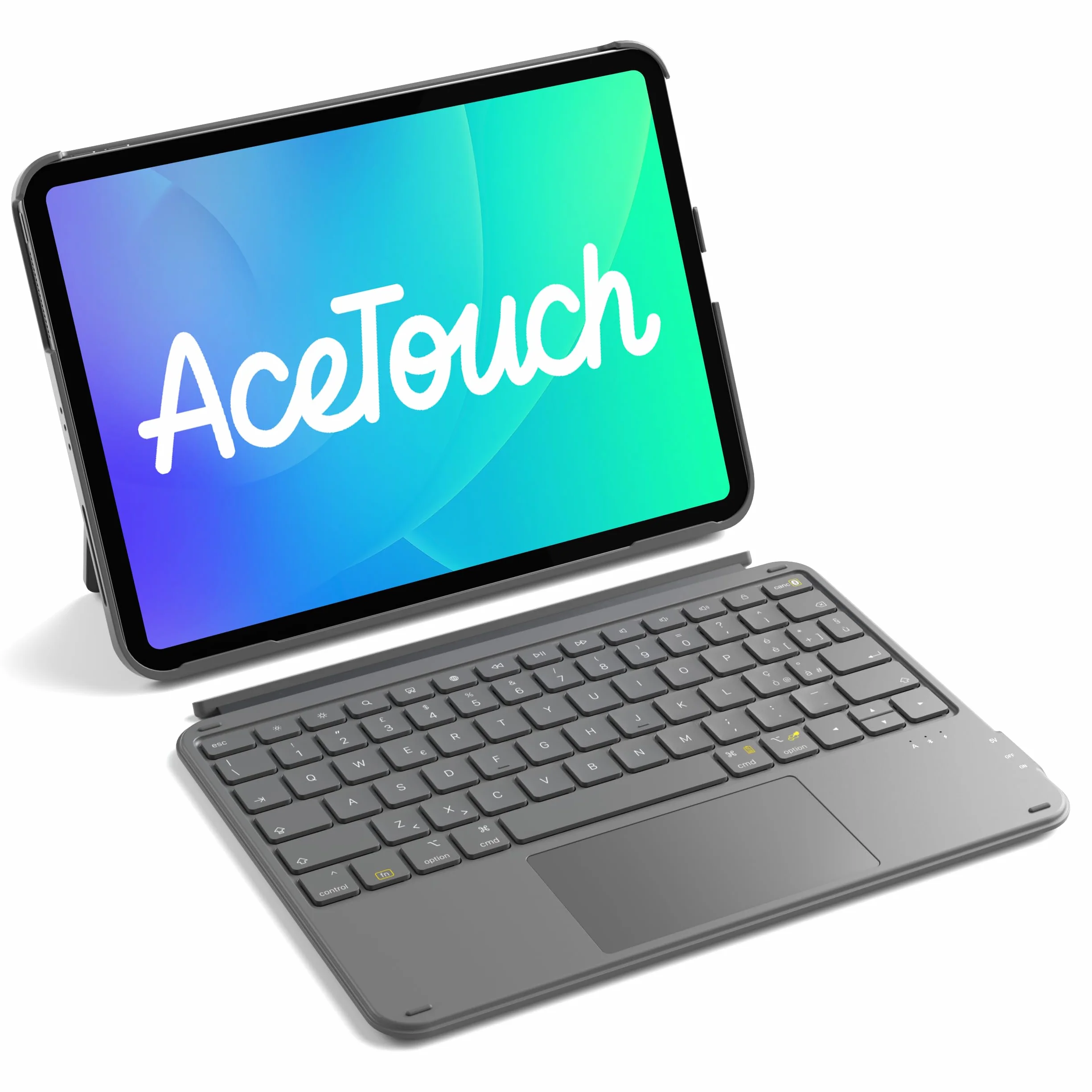 Inateck Custodia Tastiera per iPad 11a/10a Gen, iPad 10a (10,9")/11a Gen (2025 A16), Air 11" M4/M3/M2, Air 6/5/4a, Pro 11 4a-1a, Tastiera Ultralight Rimovibile con Touchpad, Grigio AceTouch