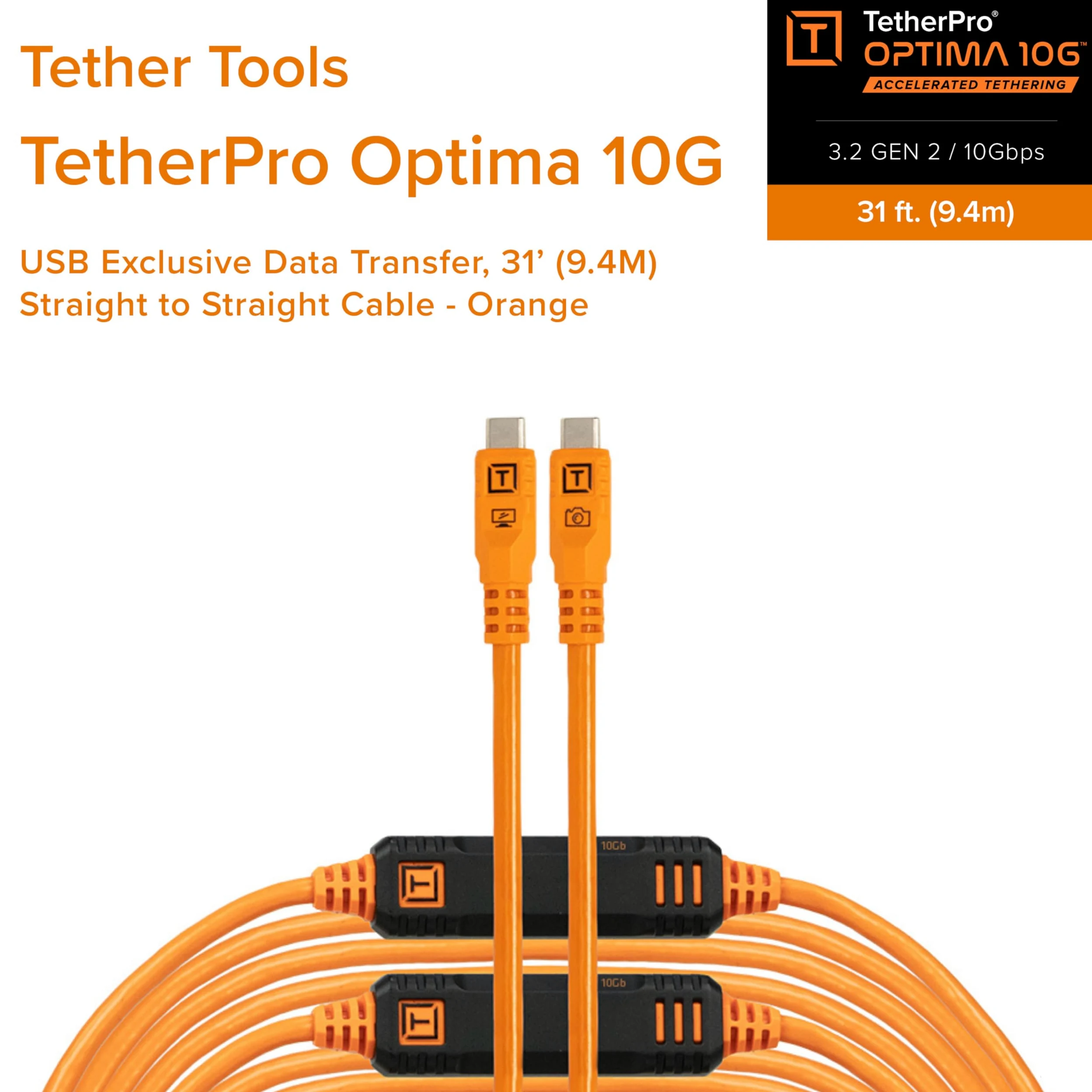 Tether Tools TetherPro USB-C Optima 10G diritta arancio 9,4m