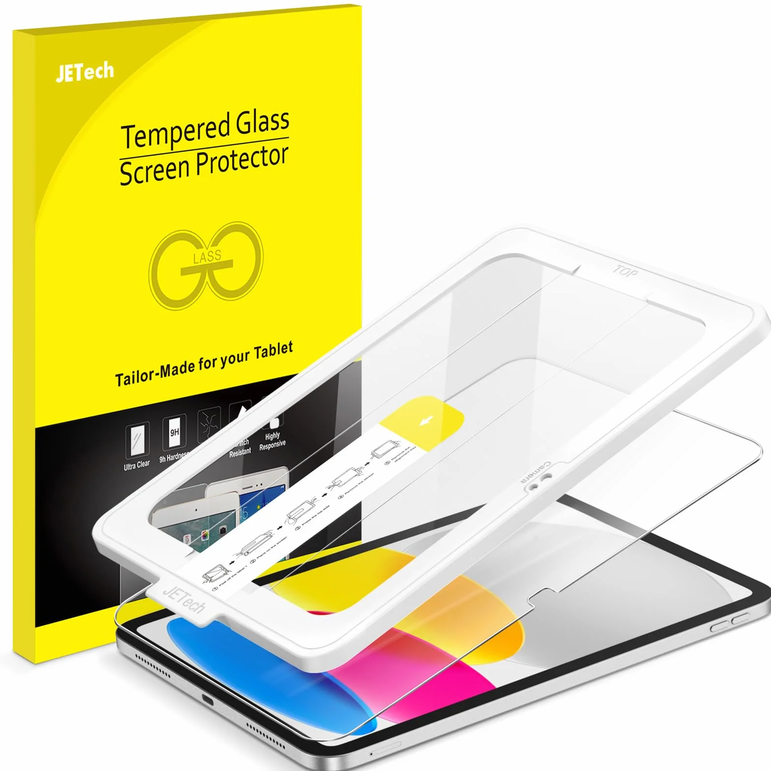 JETech Pellicola Protettiva per iPad 11a/10a Generazione Vetro Temperato con Cornice di Allineamento HD