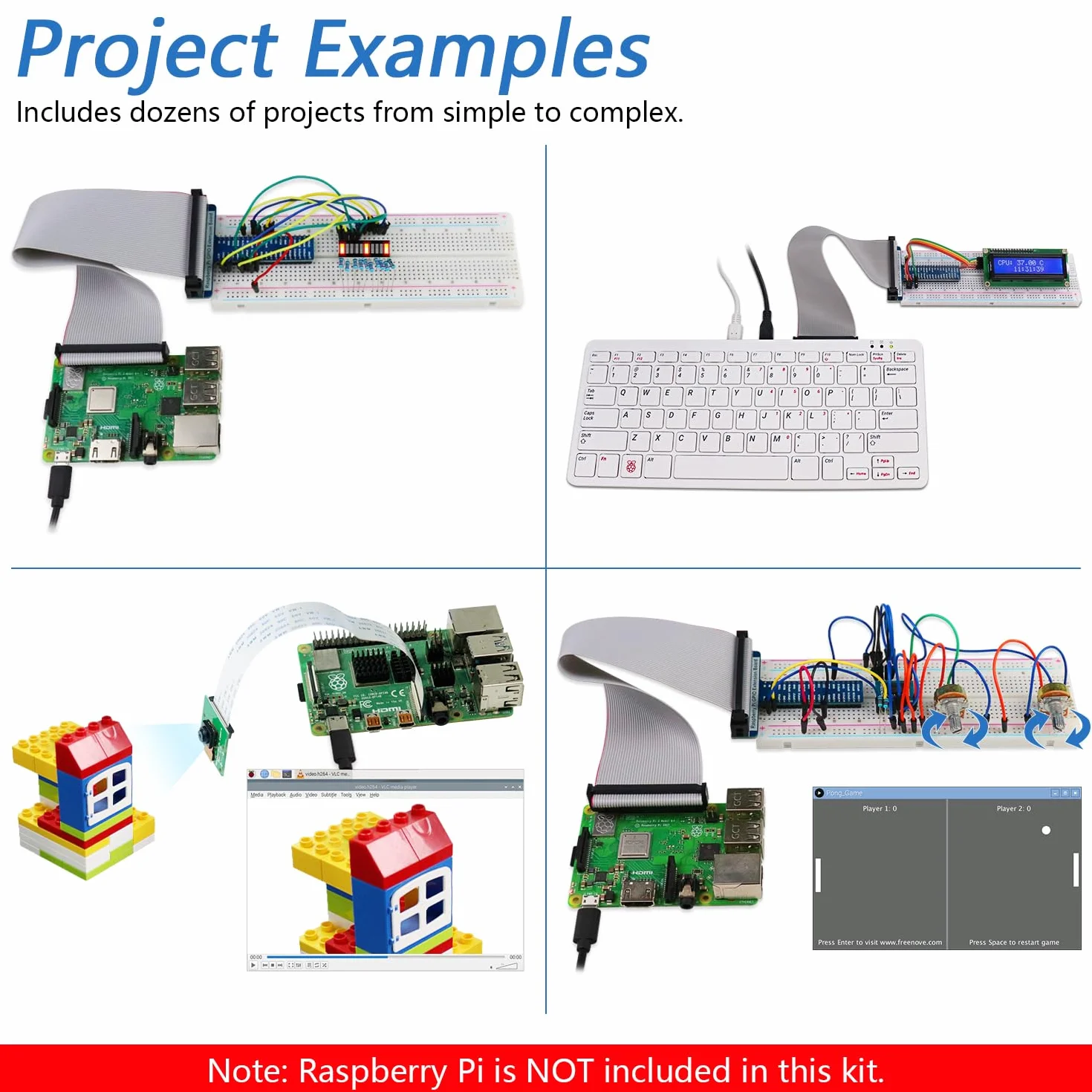 Freenove Kit Starter Completo per Raspberry Pi 5 4 B 3 B+ 500 Zero 2 W, Tutorial di 1170 Pagine, Python C Java Scratch Processing Code, 386 Articoli, 164 Progetti, Altoparlante Fotocamera