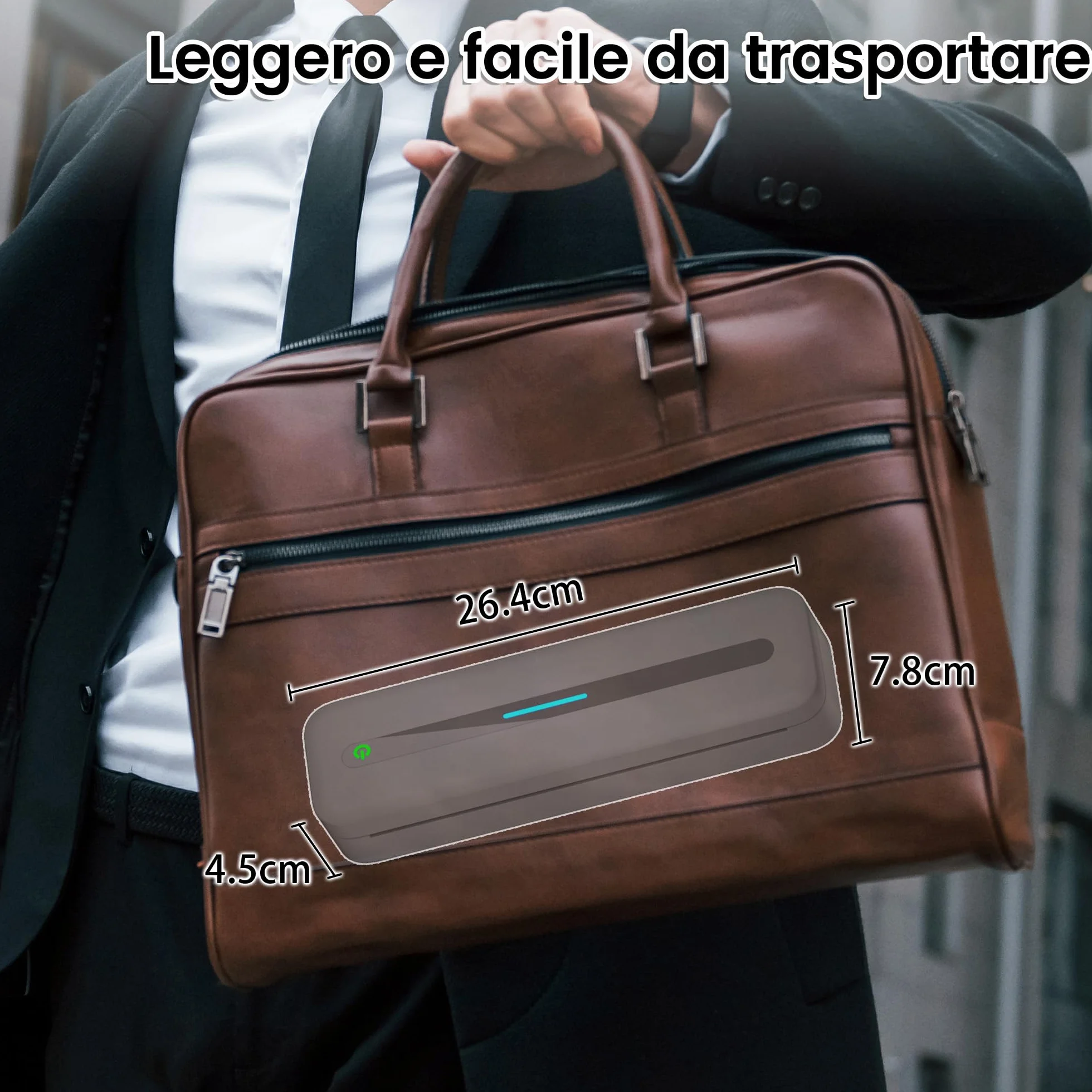 Phomemo M832 Stampante Termica Portatile A4 Senza Fili Senza Inchiostro con Custodia e 4 Rotoli Carta, Nero