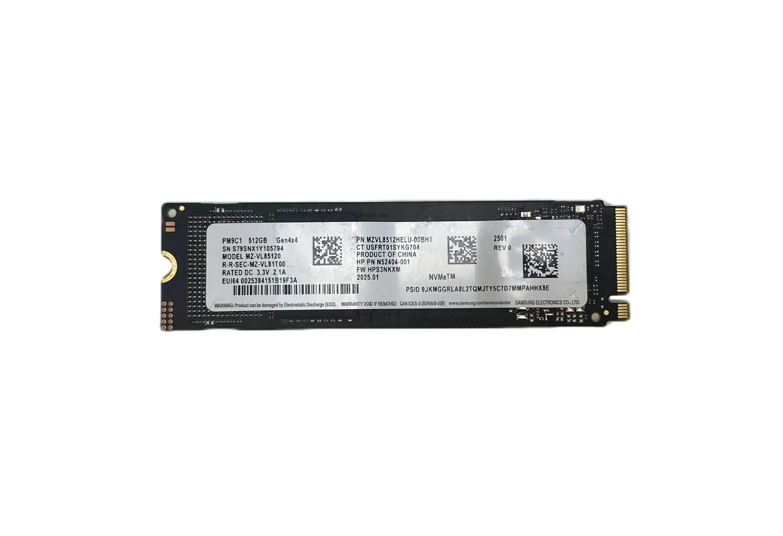 Samsung PM9C1, SSD interno da 512 GB, M.2 2280, PCIe 4.0 x4, NVMe 1.4, MZ-VL85120