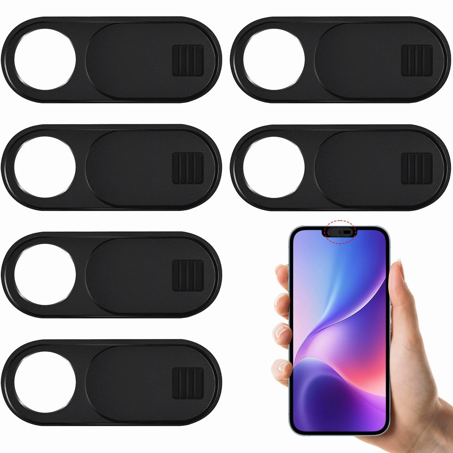 6 Pezzi Copri Webcam, Webcam Cover PC Portatile Ultra Sottile Copertura Camera Slider Nero per Laptop PC Computer Portatile Phone Tablet Smartphones Noteboook Tesla Model 3 Y MacBook
