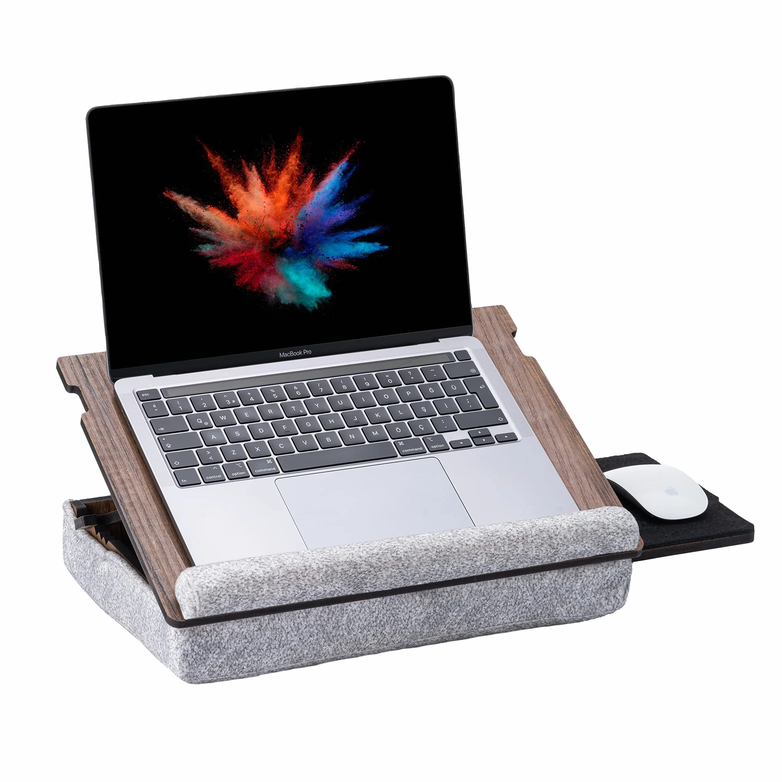 Vassoio Portatile in Legno Vigo - Accessori per PC e Smart Working con Altezza Regolabile - Ideale per Lavoro da Casa, Divano, Letto (Noce)