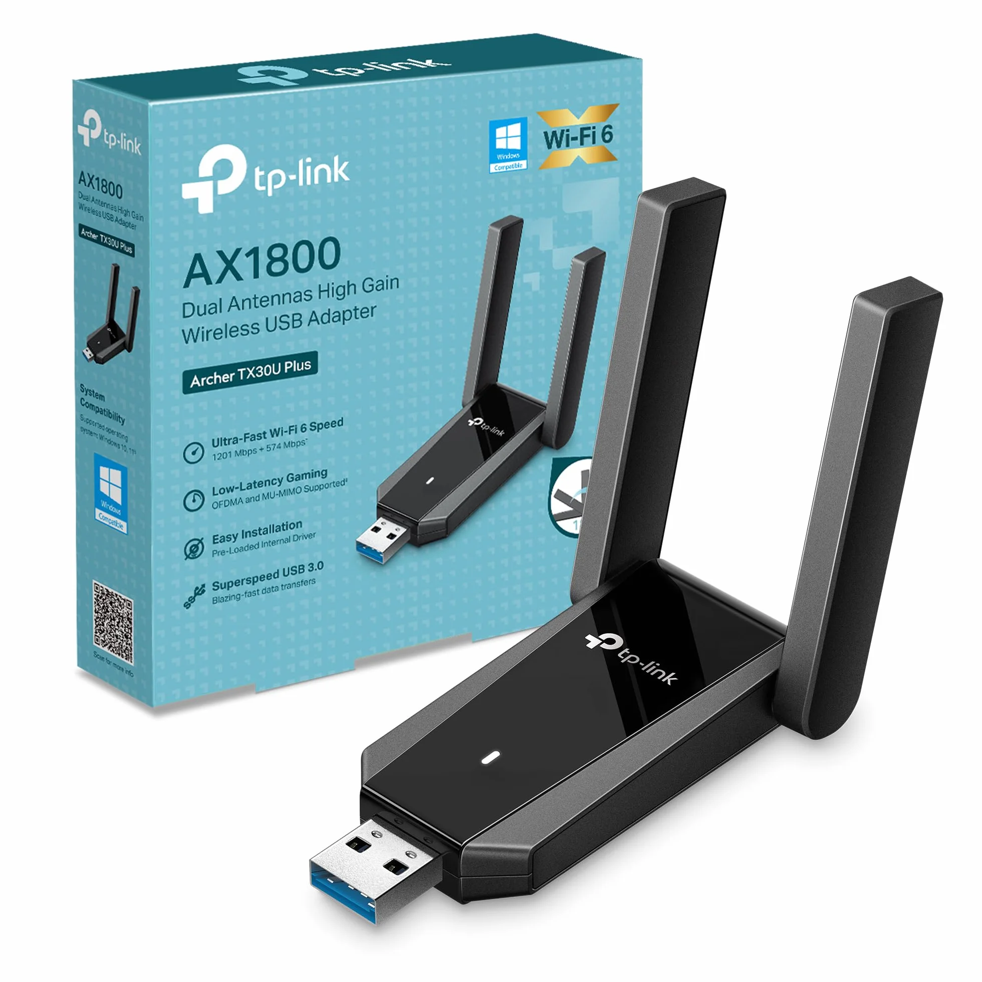 TP-Link Archer TX30U Plus WiFi 6 USB 3.0 AX1800Mbps Dual Band 5GHz 2.4GHz MU-MIMO OFDMA