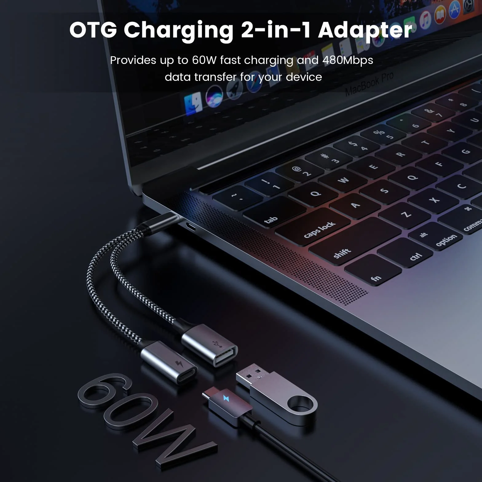 MOGOOD Adattatore da USB C a USB con ricarica Tipo C, splitter OTG Tipo C con ricarica rapida PD da 60W compatibile per Galaxy S22,Switch, Google Chromecast con Google TV,Pi-KVM,stampante 3D