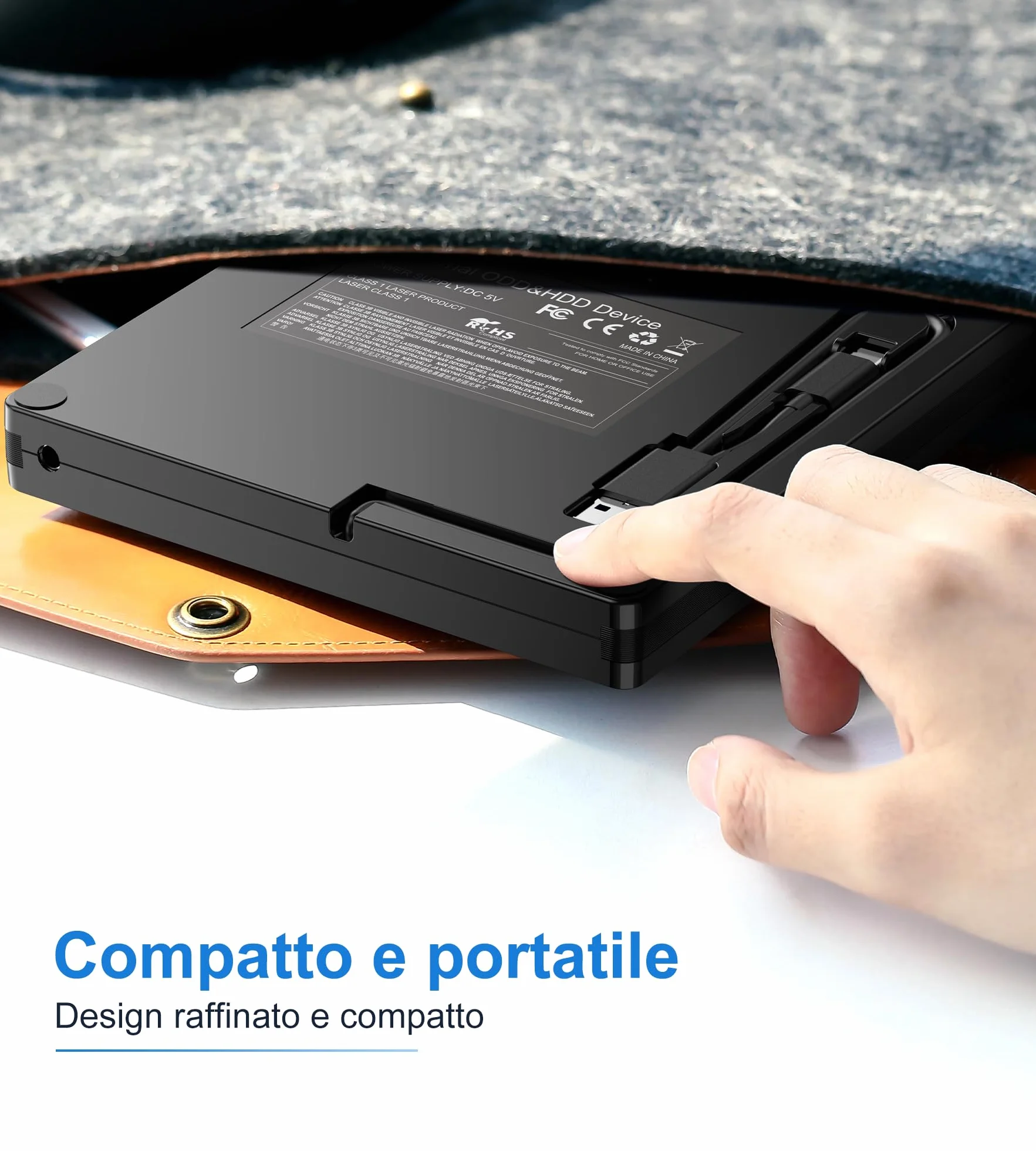 Umaniy Lettore DVD CD Esterno per PC Portatile, Masterizzatore CD/DVD +/-RW Drive CD ROM Unità DVD Esterne per Windows/XP/Vista/Linux/MacOS/Linux/Laptop/Desktop