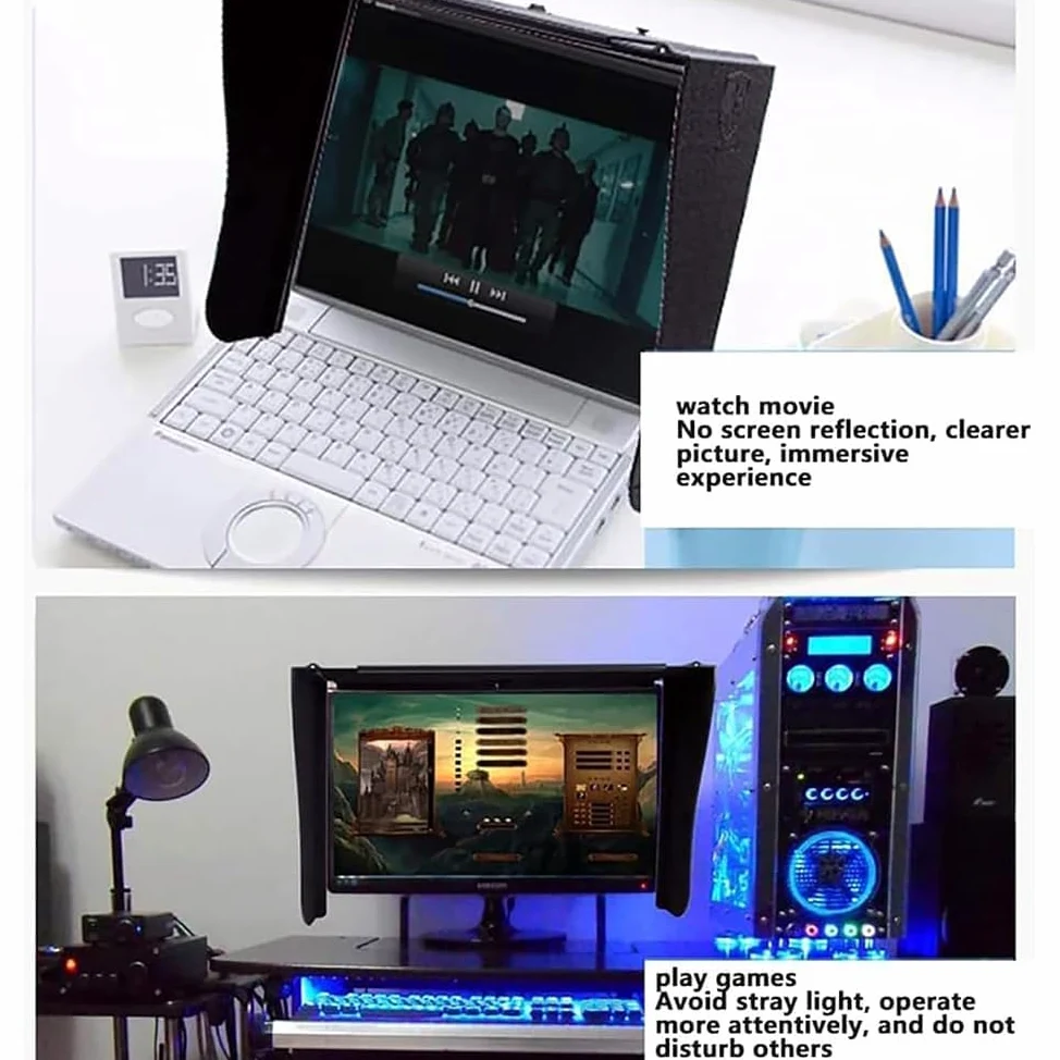 Parasole per Monitor, Parasole con Copertura su Tutti i Lati, Schermo da 27 Pollici, Parasole, paraluce Regolabile, per dell HP Viewsonic Philips Samsung Lenovo ASUS LG EIZO NEC Acer
