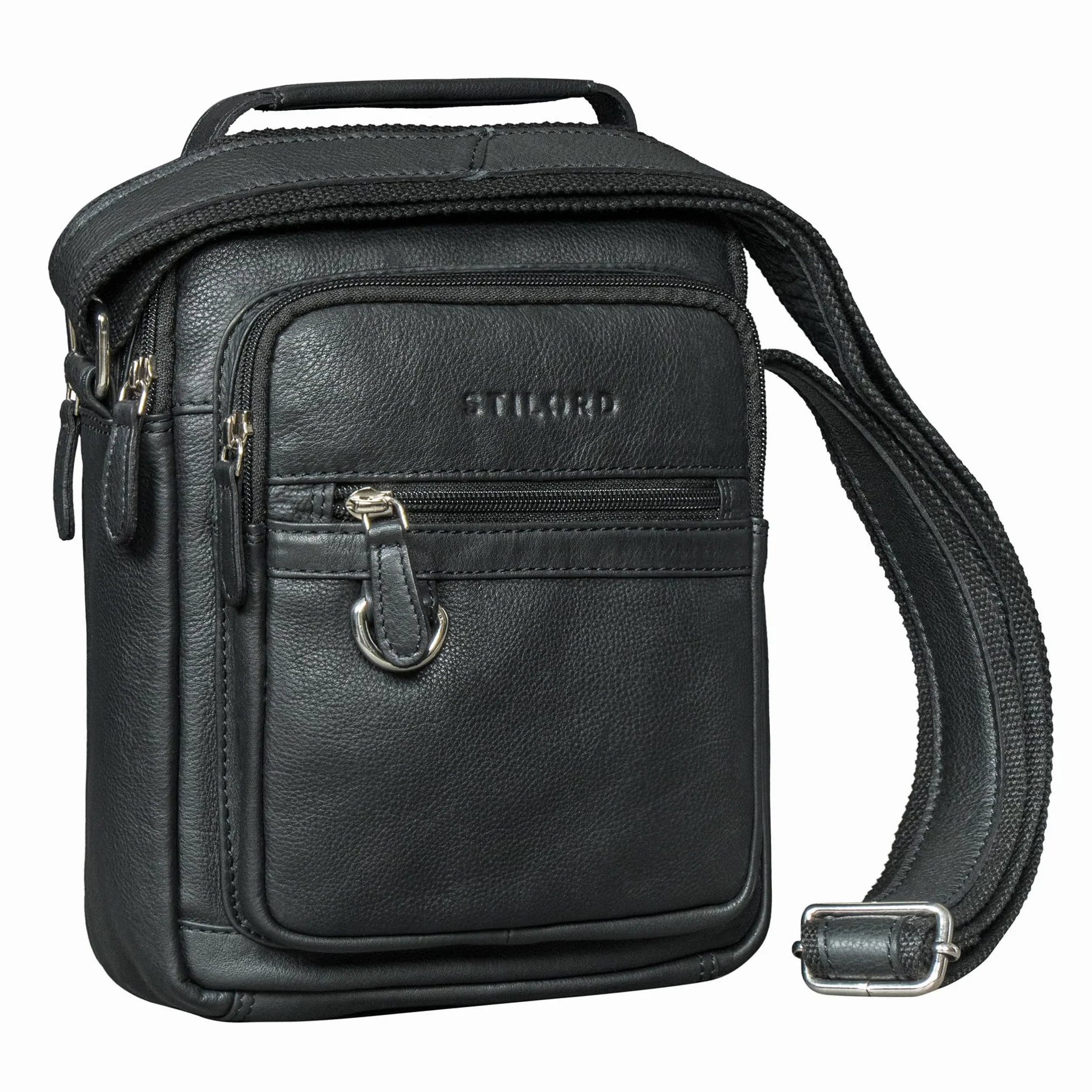 STILORD "Lima Elegante Borsello Uomo Tracolla Pelle Piccolo Crossbody - Borsa Messenger Vera Pelle con Manico Borsa Piccola Porta Tablet 9,7 Pollici per Viaggi e Vita Colore:nero